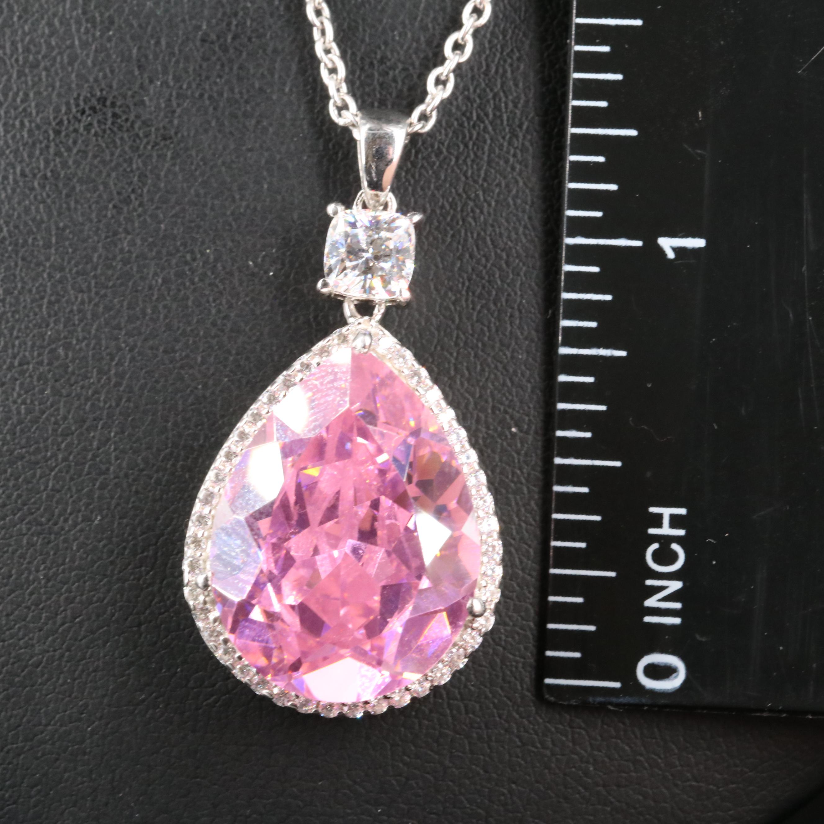 Sterling Cubic Zirconia Teardrop Pendant Necklaces
