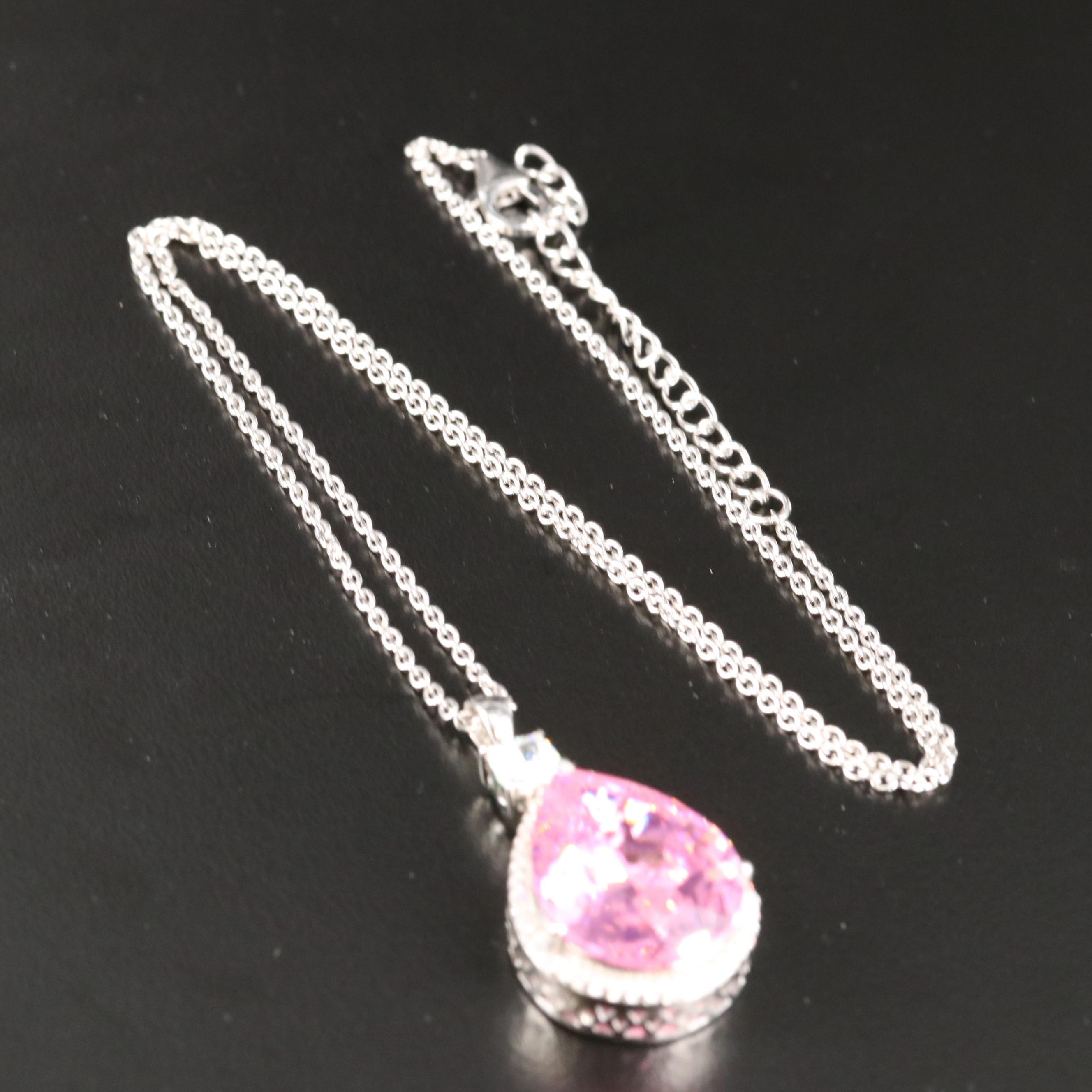Sterling Cubic Zirconia Teardrop Pendant Necklaces