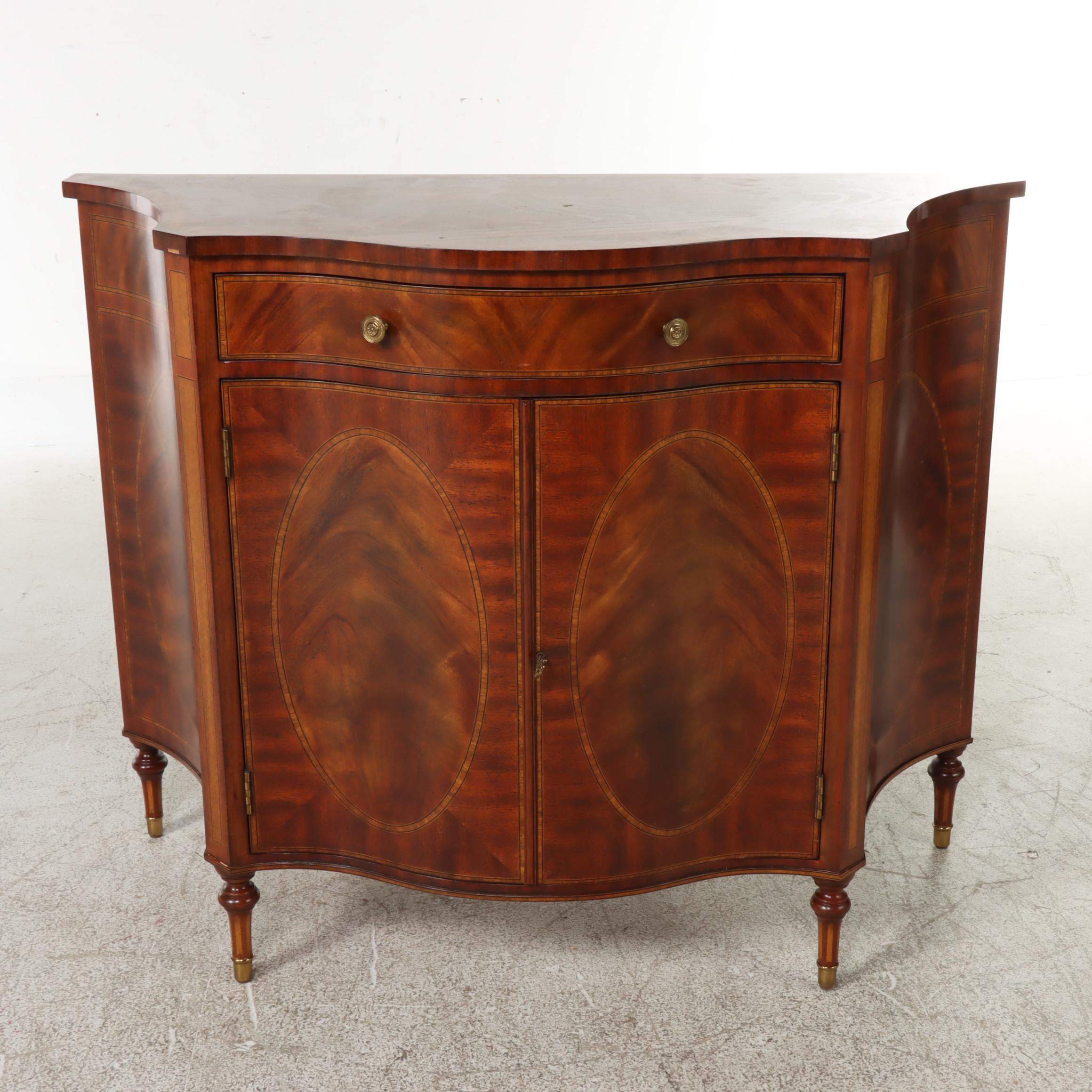 Maitland-Smith George III Style Mahogany and Crossbanded Serpentine Side Cabinet