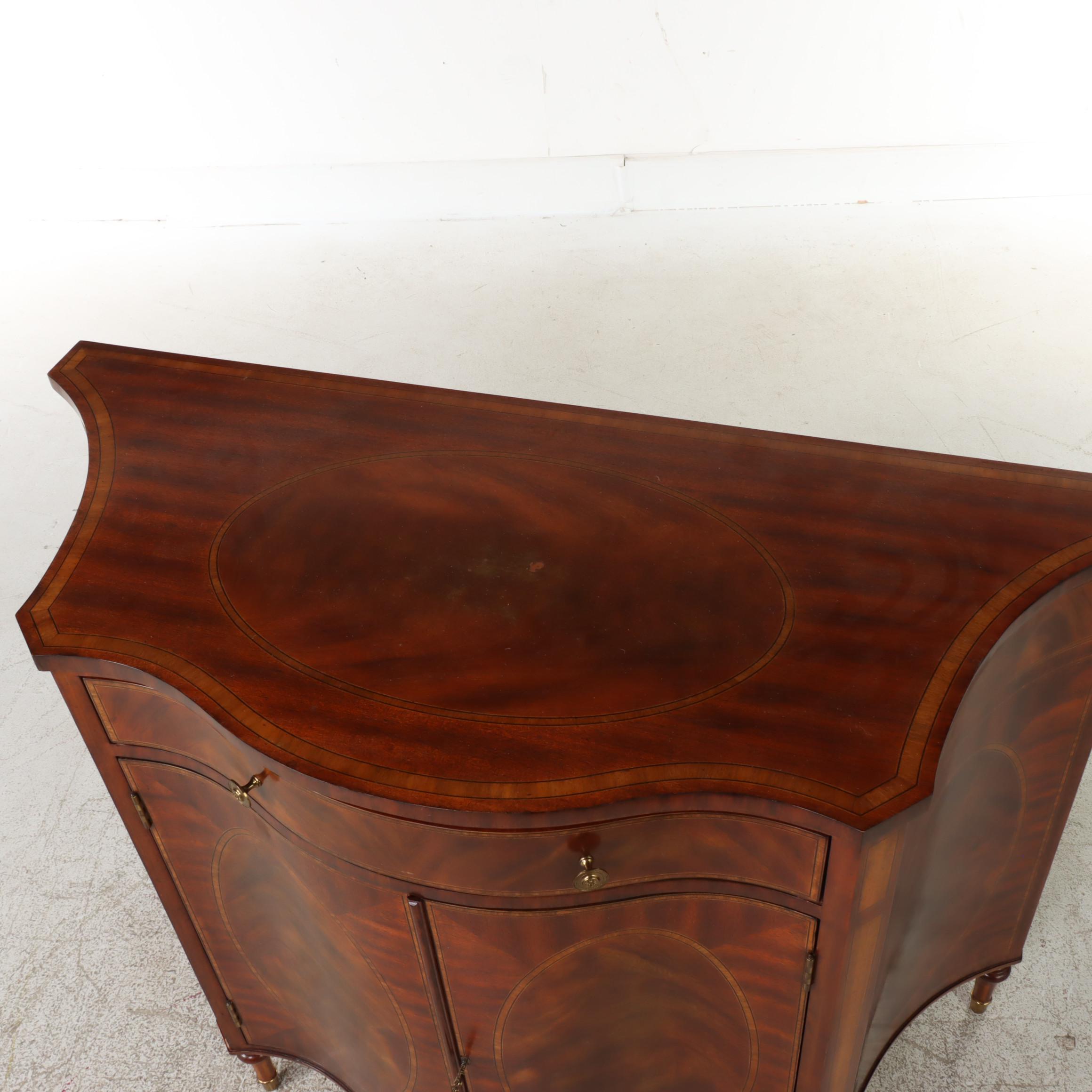 Maitland-Smith George III Style Mahogany and Crossbanded Serpentine Side Cabinet