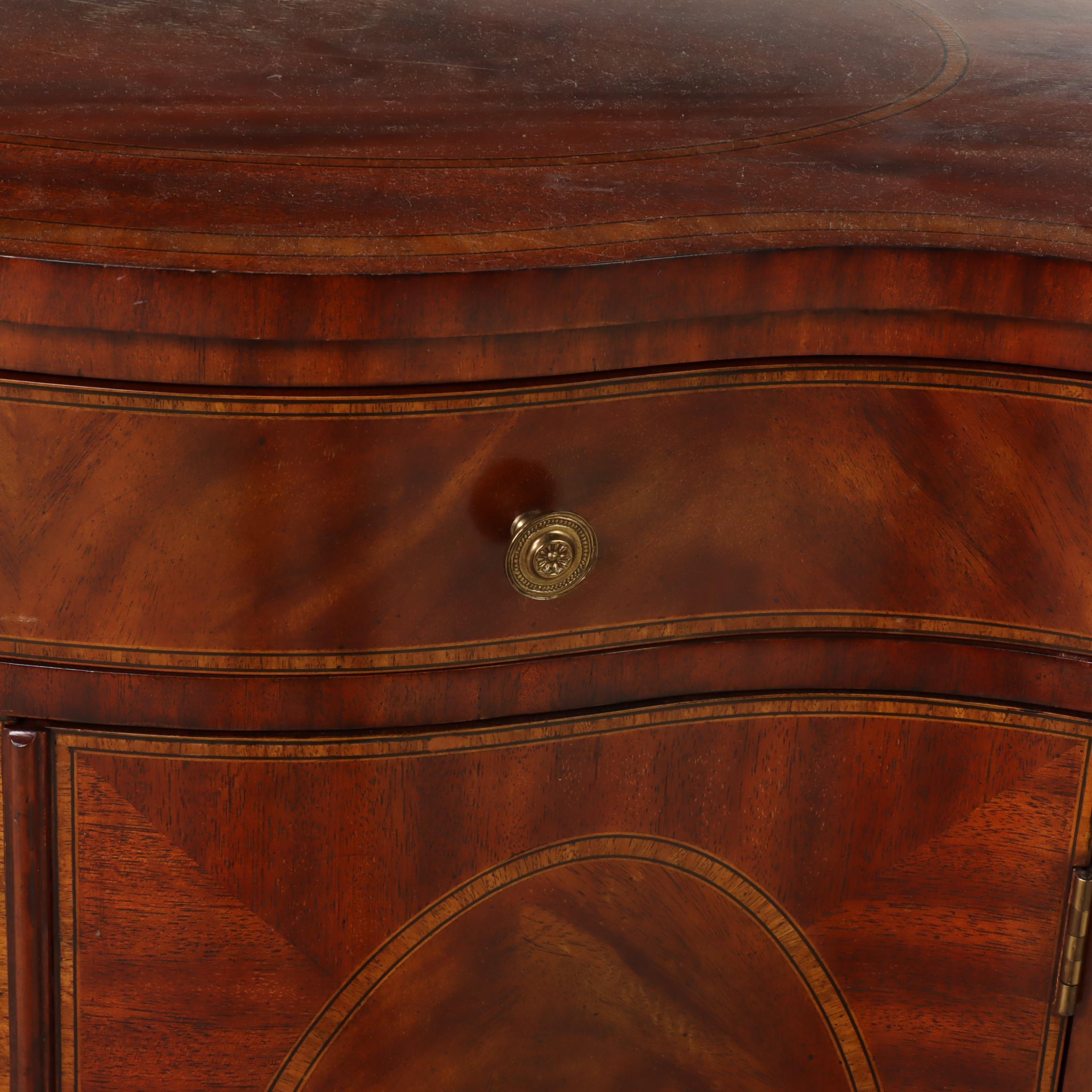 Maitland-Smith George III Style Mahogany and Crossbanded Serpentine Side Cabinet