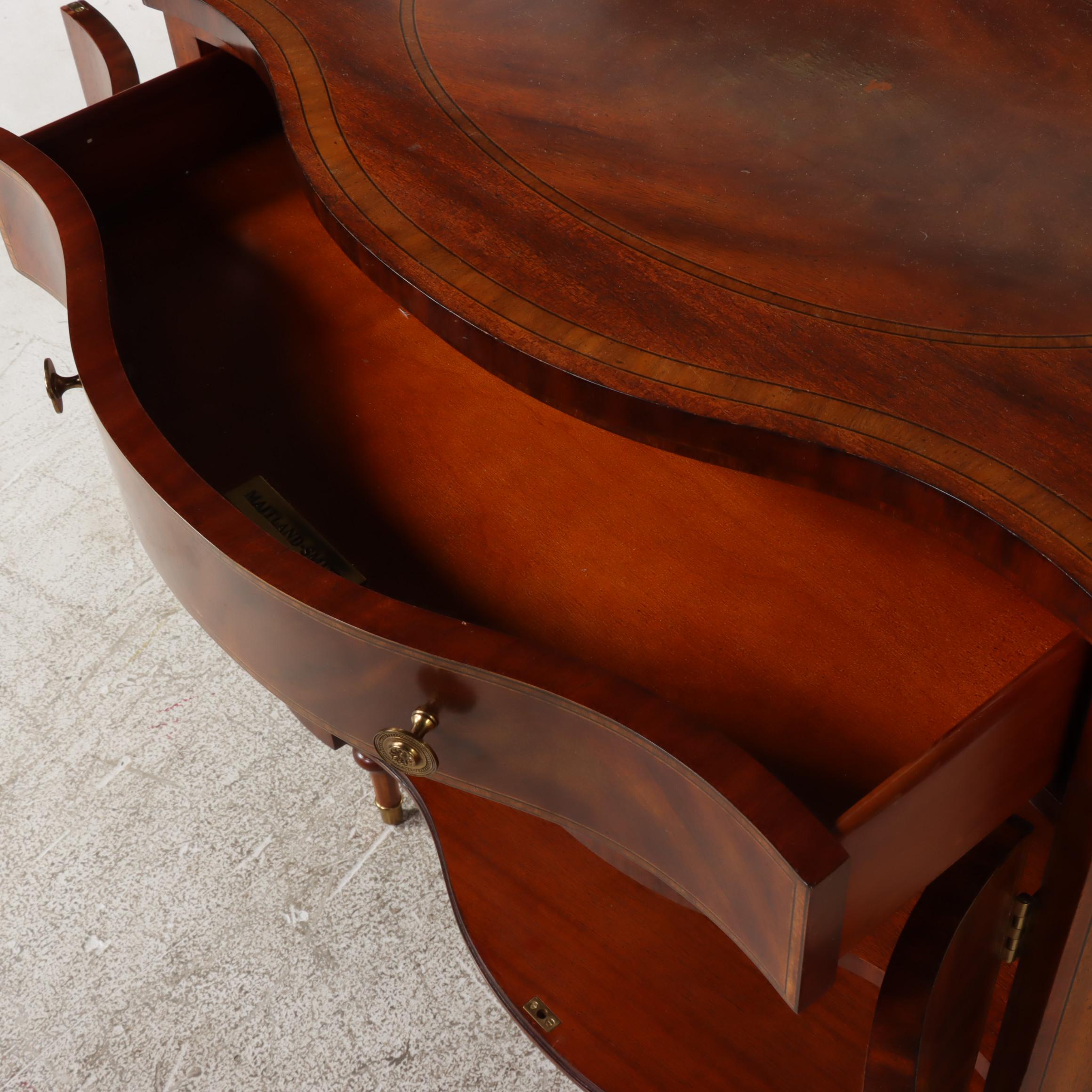 Maitland-Smith George III Style Mahogany and Crossbanded Serpentine Side Cabinet