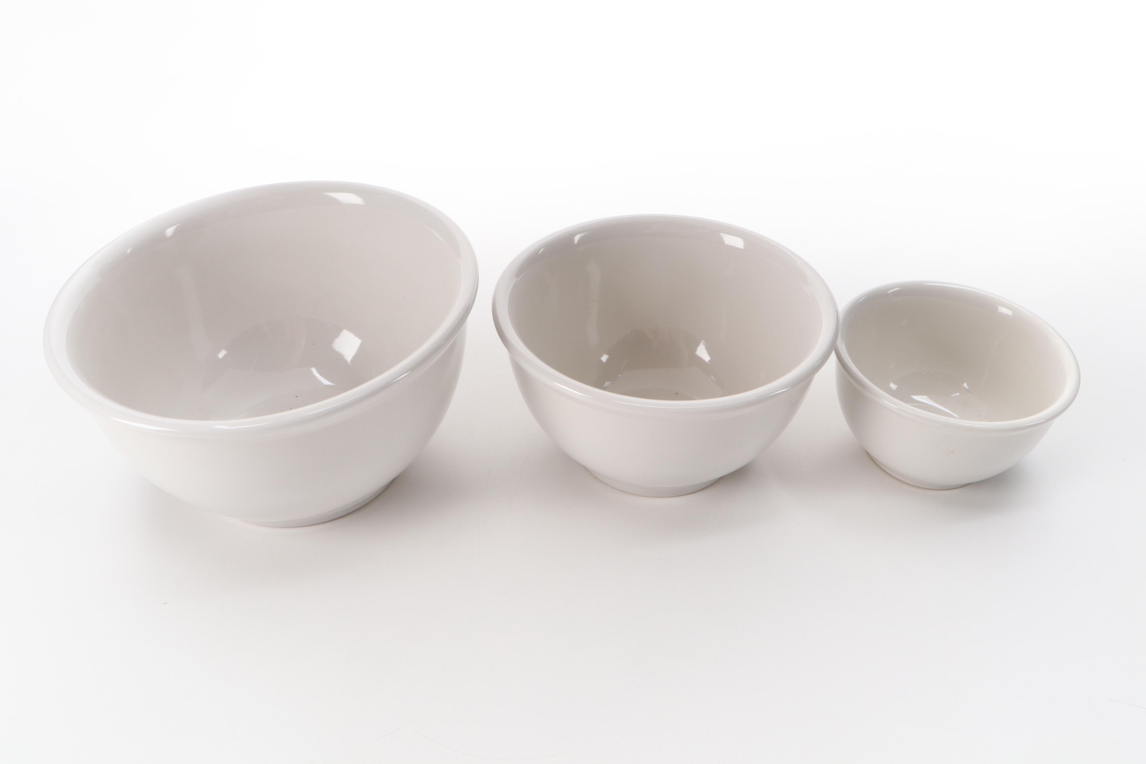 Williams-Sonoma Copper Pans with White Glazed Ceramic Mixing Bowls