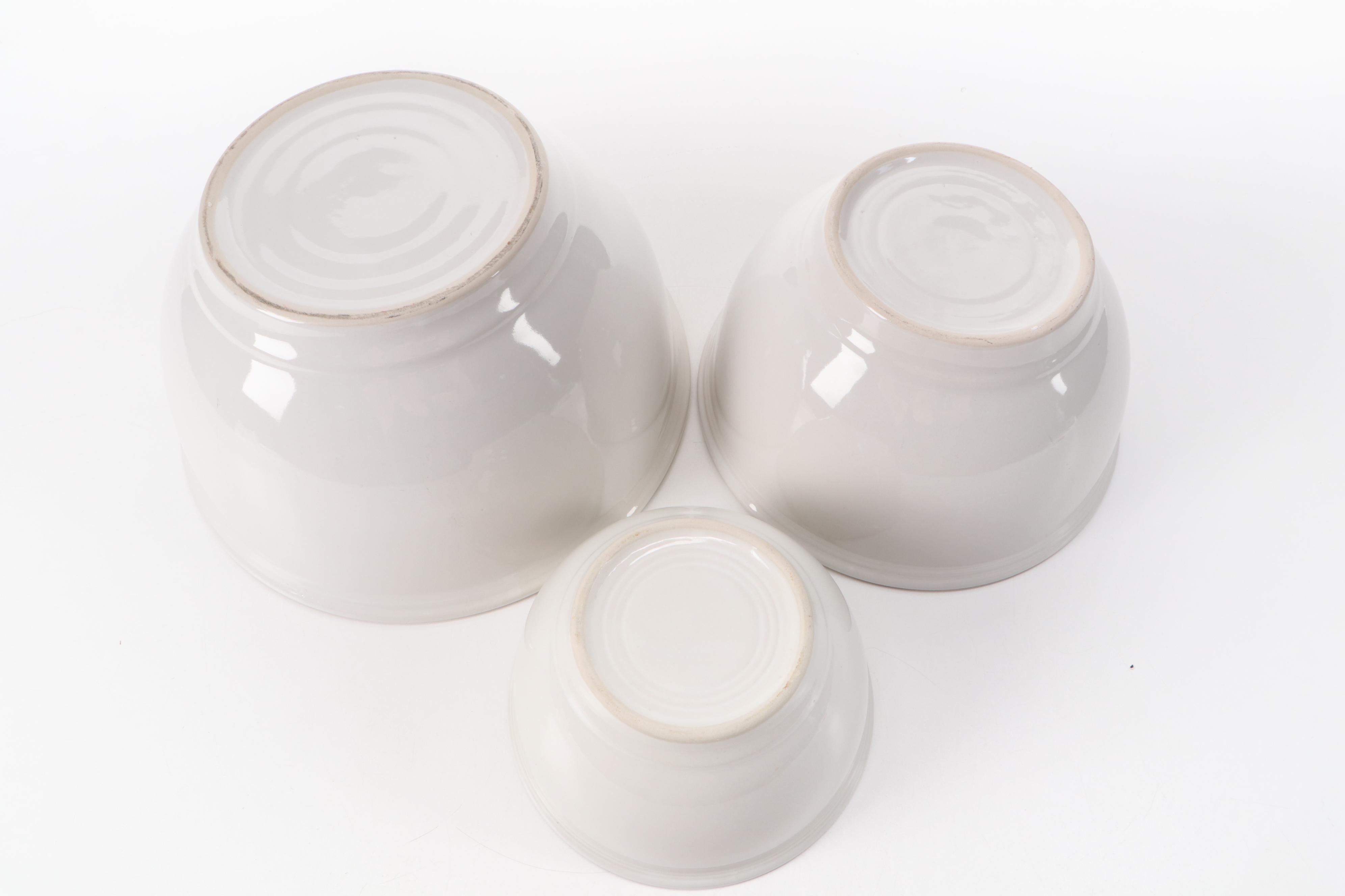 Williams-Sonoma Copper Pans with White Glazed Ceramic Mixing Bowls