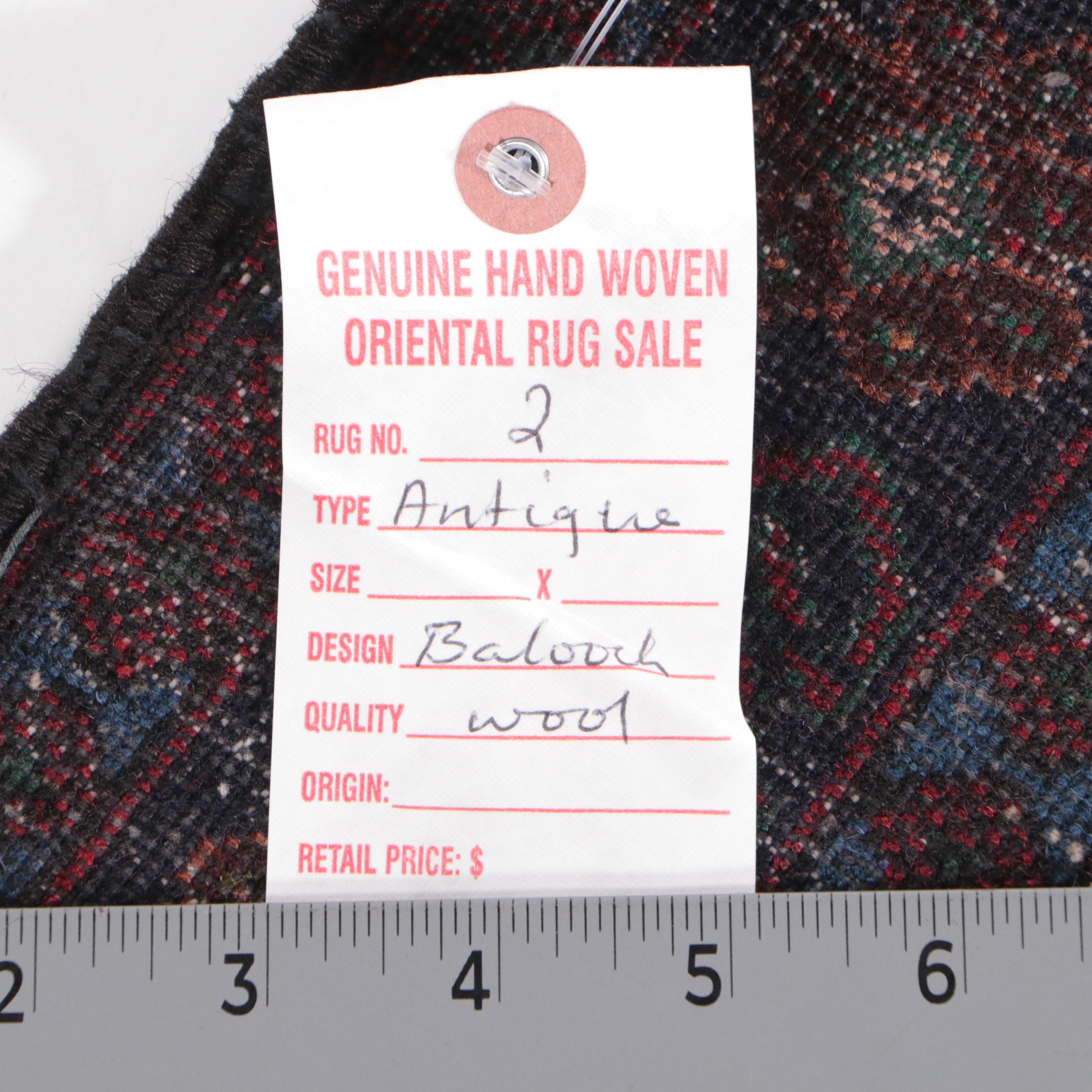 1'7 x 2'11 Hand-Knotted Afghan Baluch Accent Rug