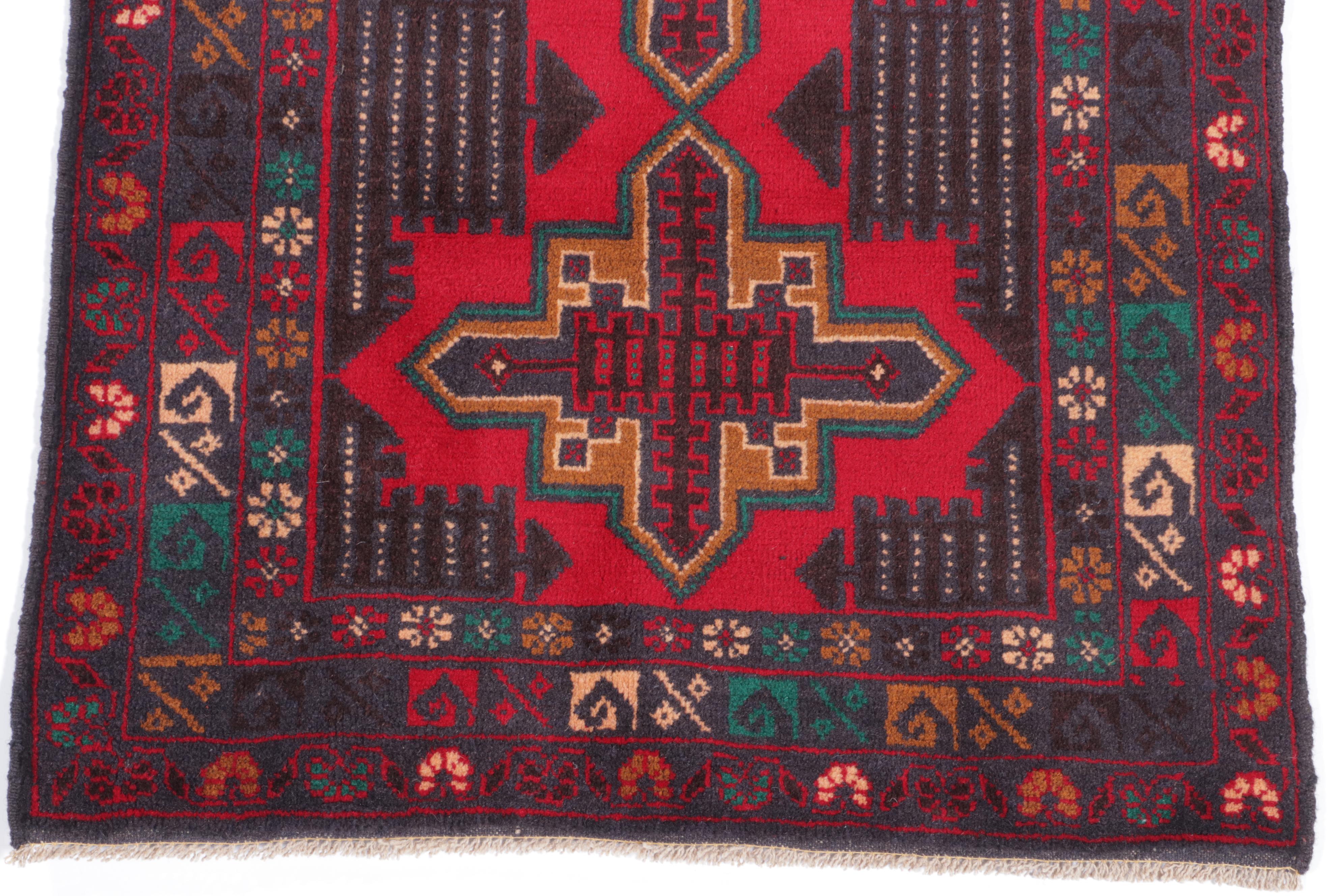 2'7 x 4'9 Hand-Knotted Afghan Teimani Accent Rug