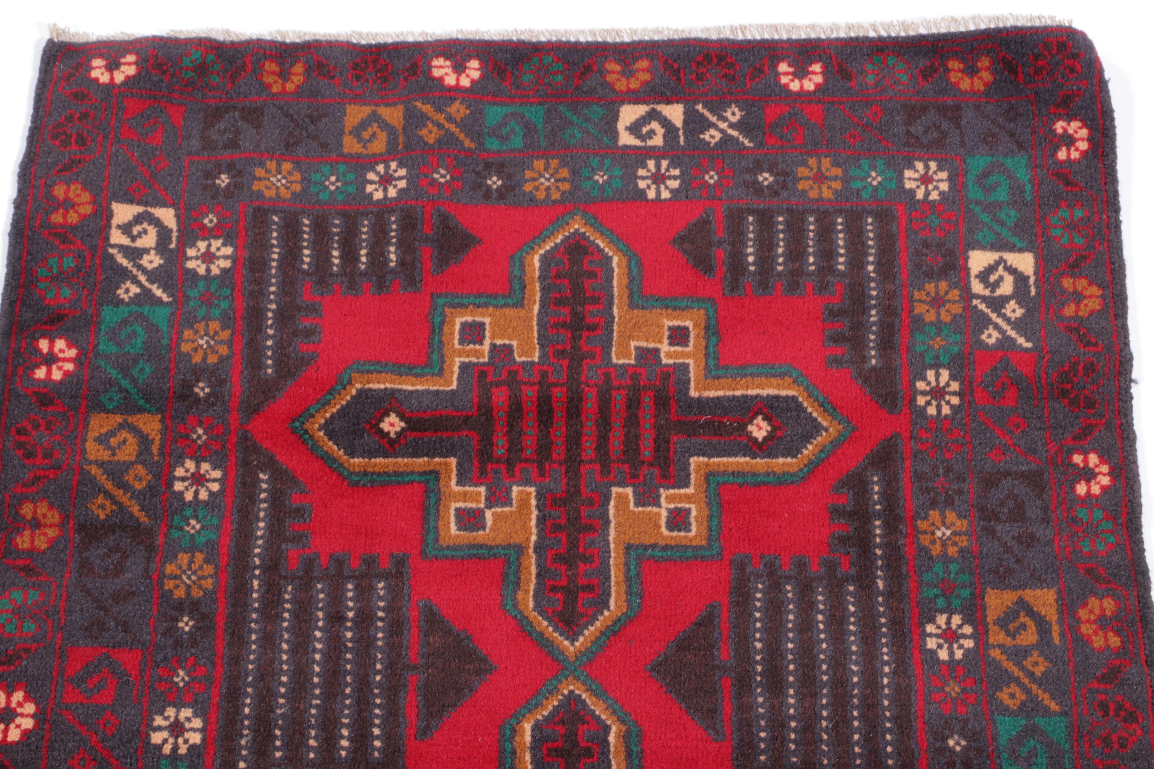 2'7 x 4'9 Hand-Knotted Afghan Teimani Accent Rug