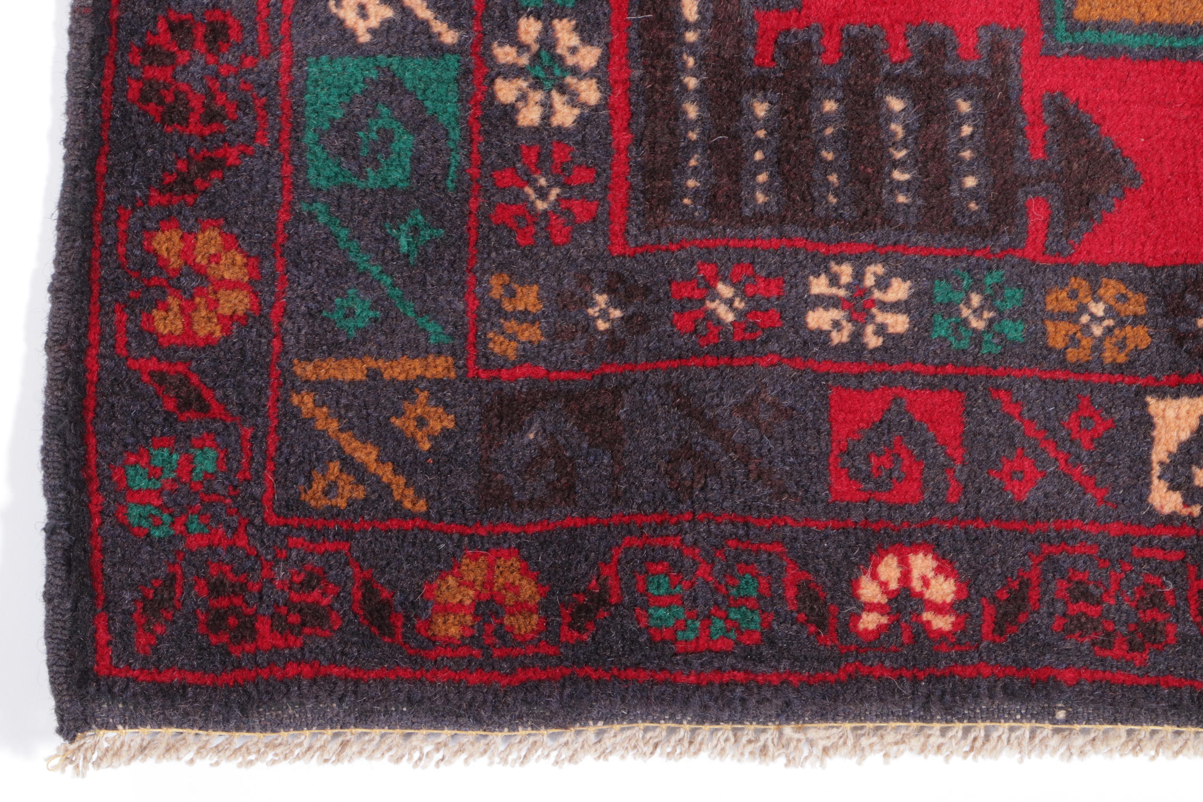 2'7 x 4'9 Hand-Knotted Afghan Teimani Accent Rug