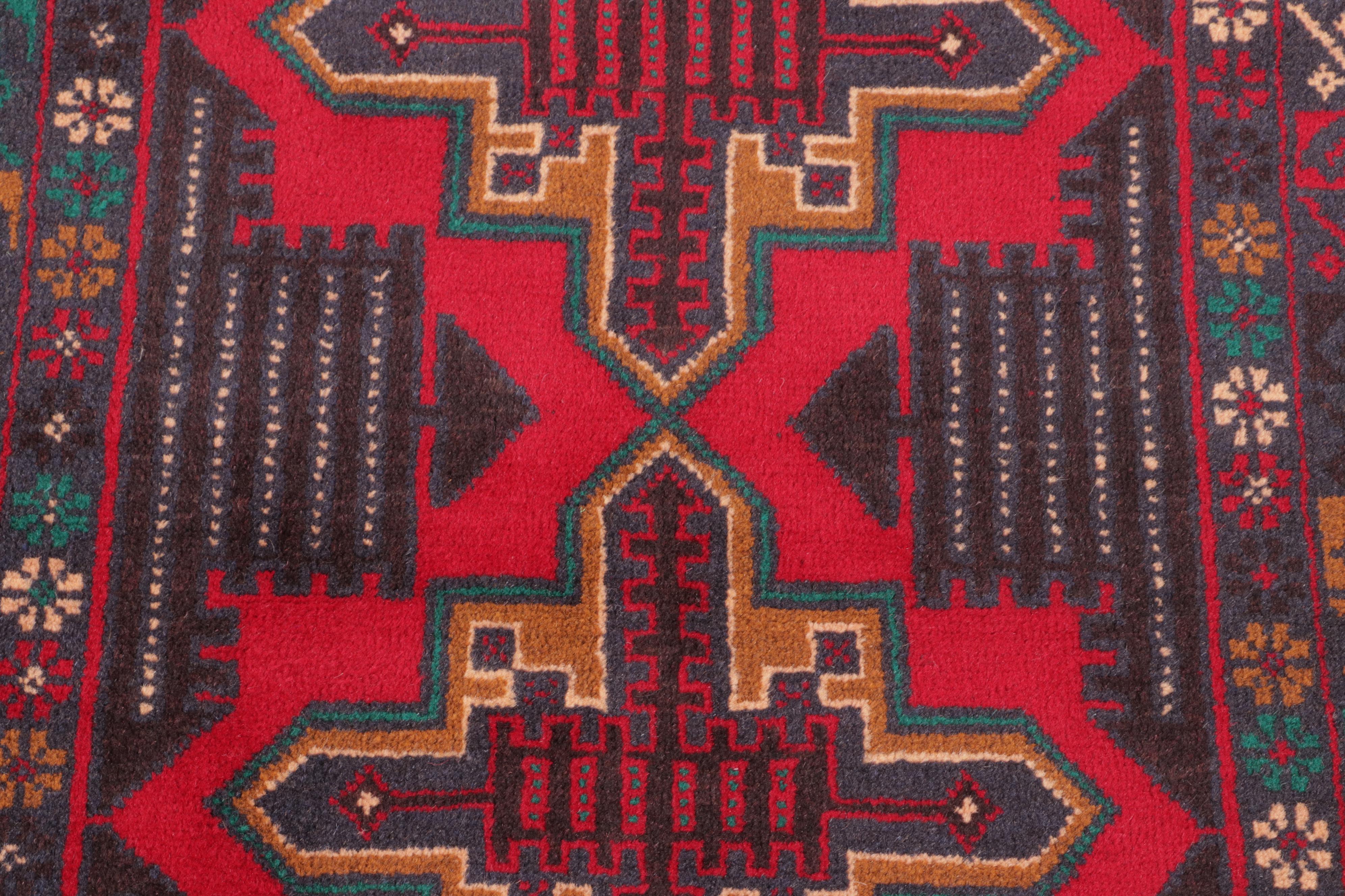 2'7 x 4'9 Hand-Knotted Afghan Teimani Accent Rug