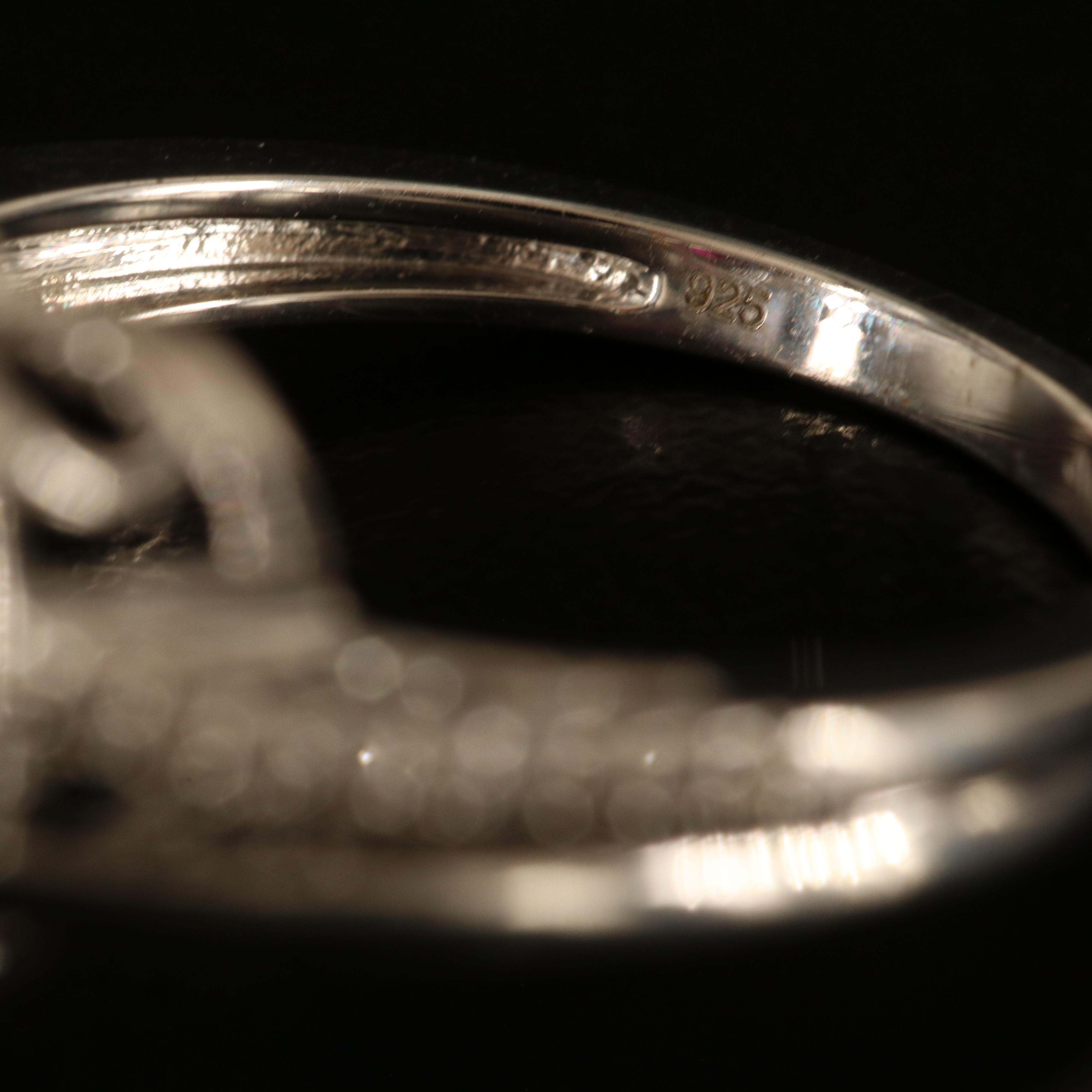 Sterling Ruby and White Sapphire Shimmer Stone Heart Ring