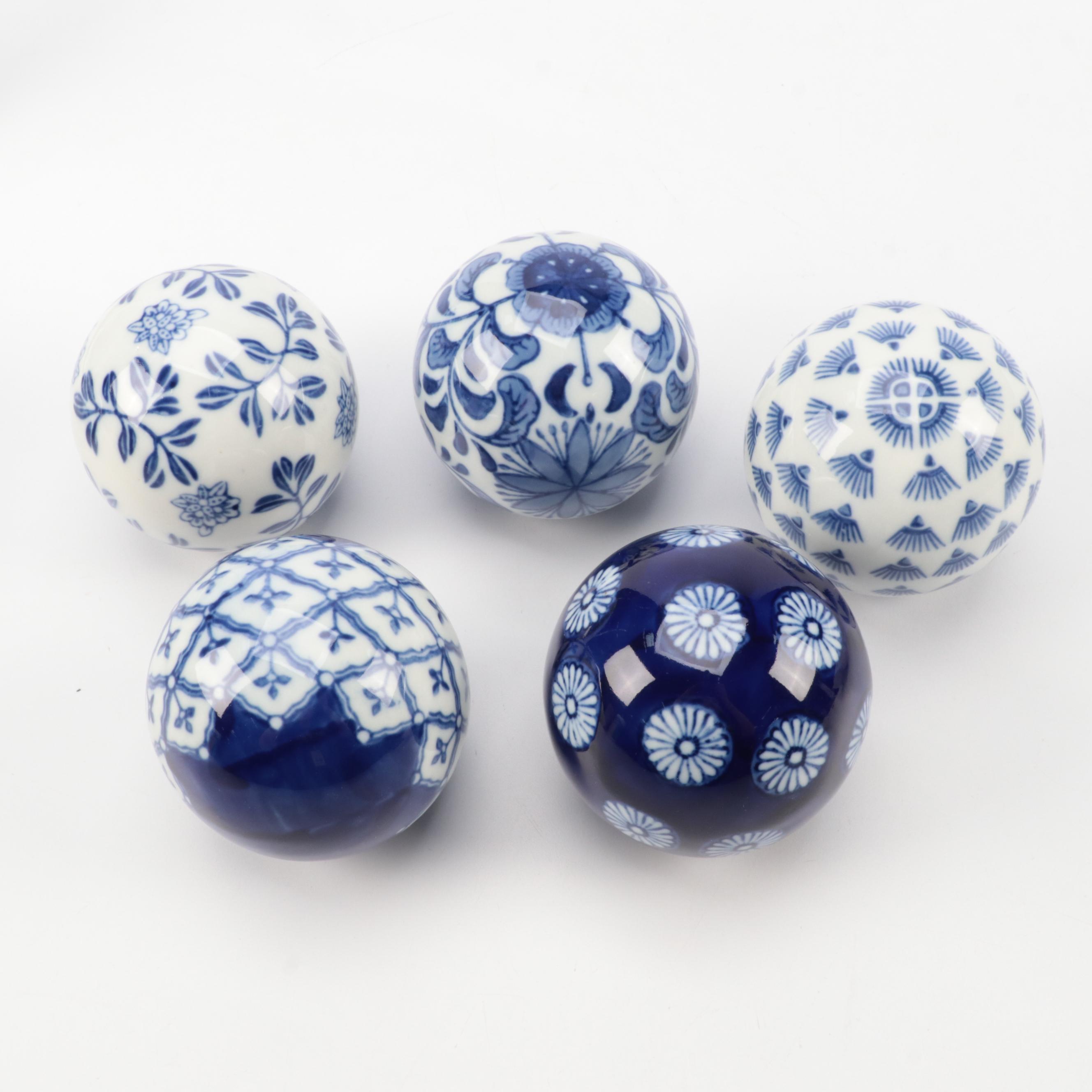 Chinese Blue and White Rice Grain Porcelain Dinner Bowls and Other Decor