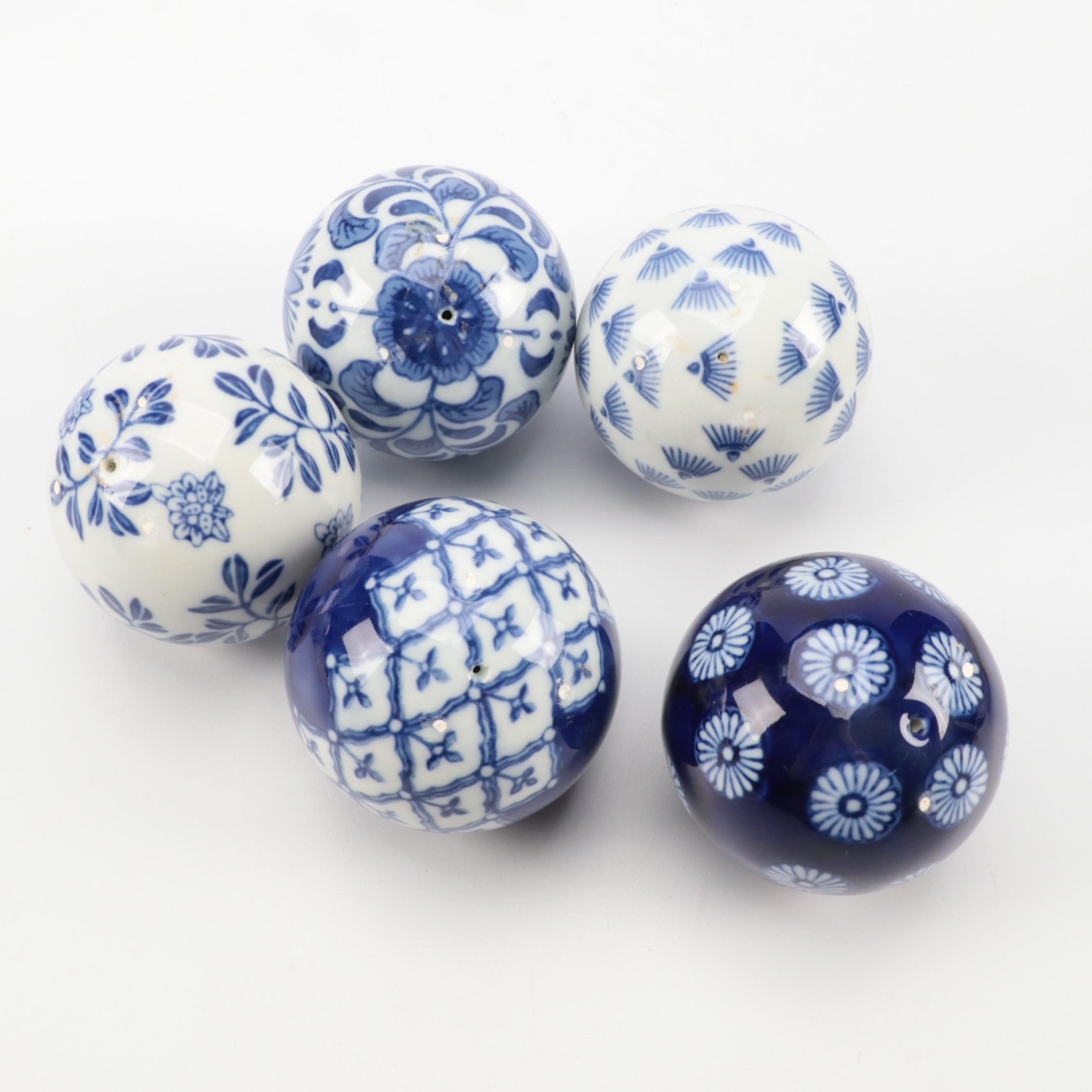 Chinese Blue and White Rice Grain Porcelain Dinner Bowls and Other Decor