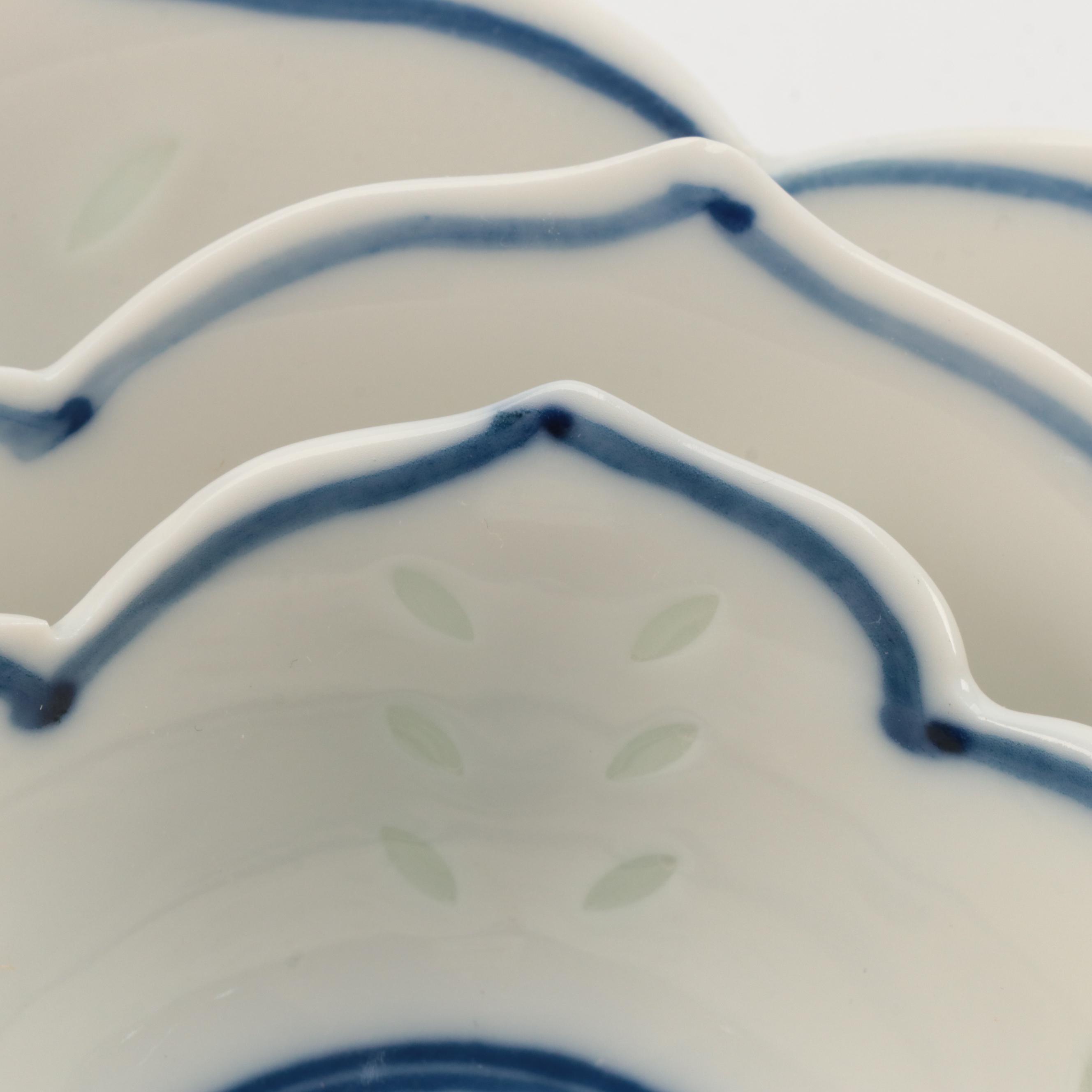 Chinese Blue and White Rice Grain Porcelain Dinner Bowls and Other Decor