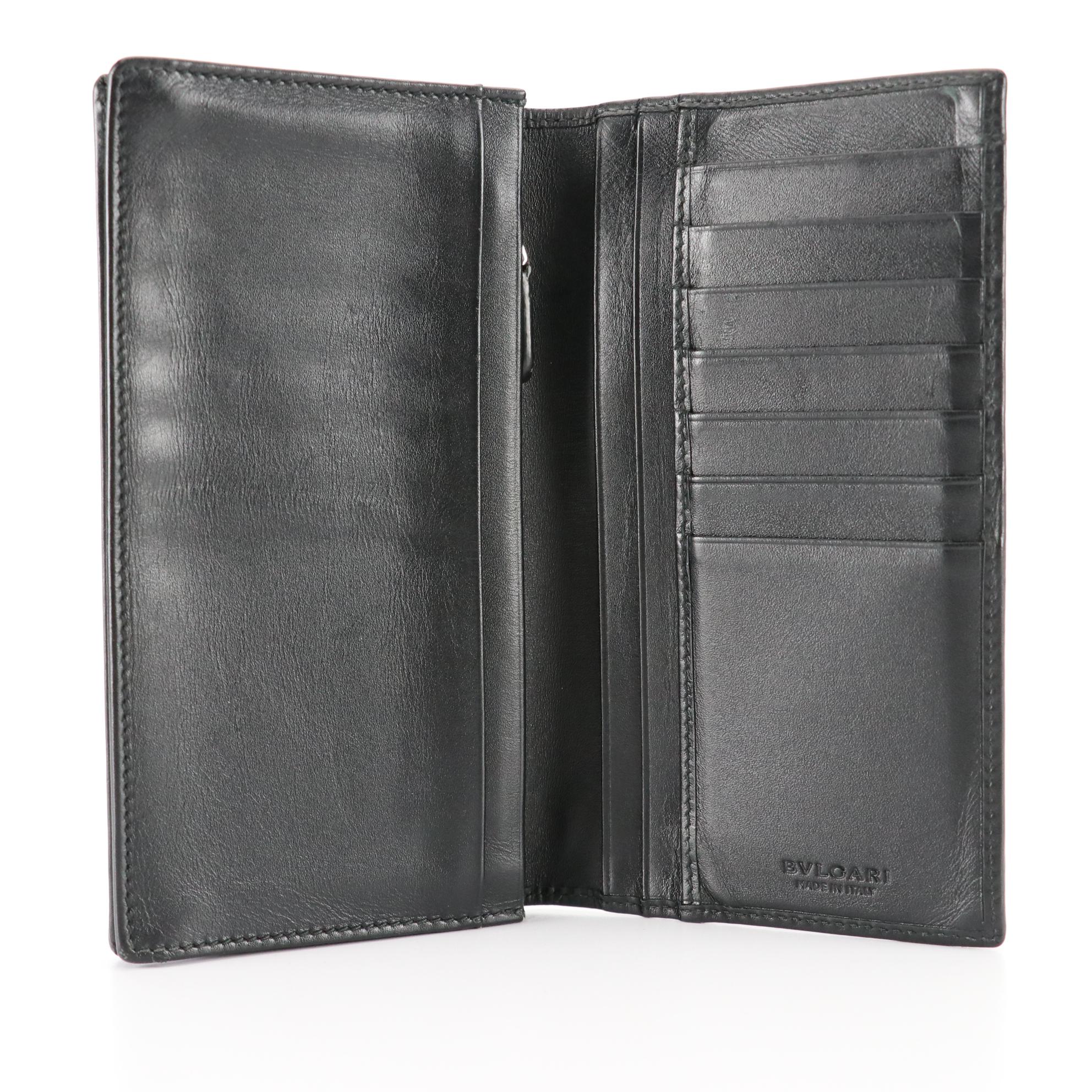 BVLGARI Weekend Long Wallet in Herringbone Coated Canvas and Leather