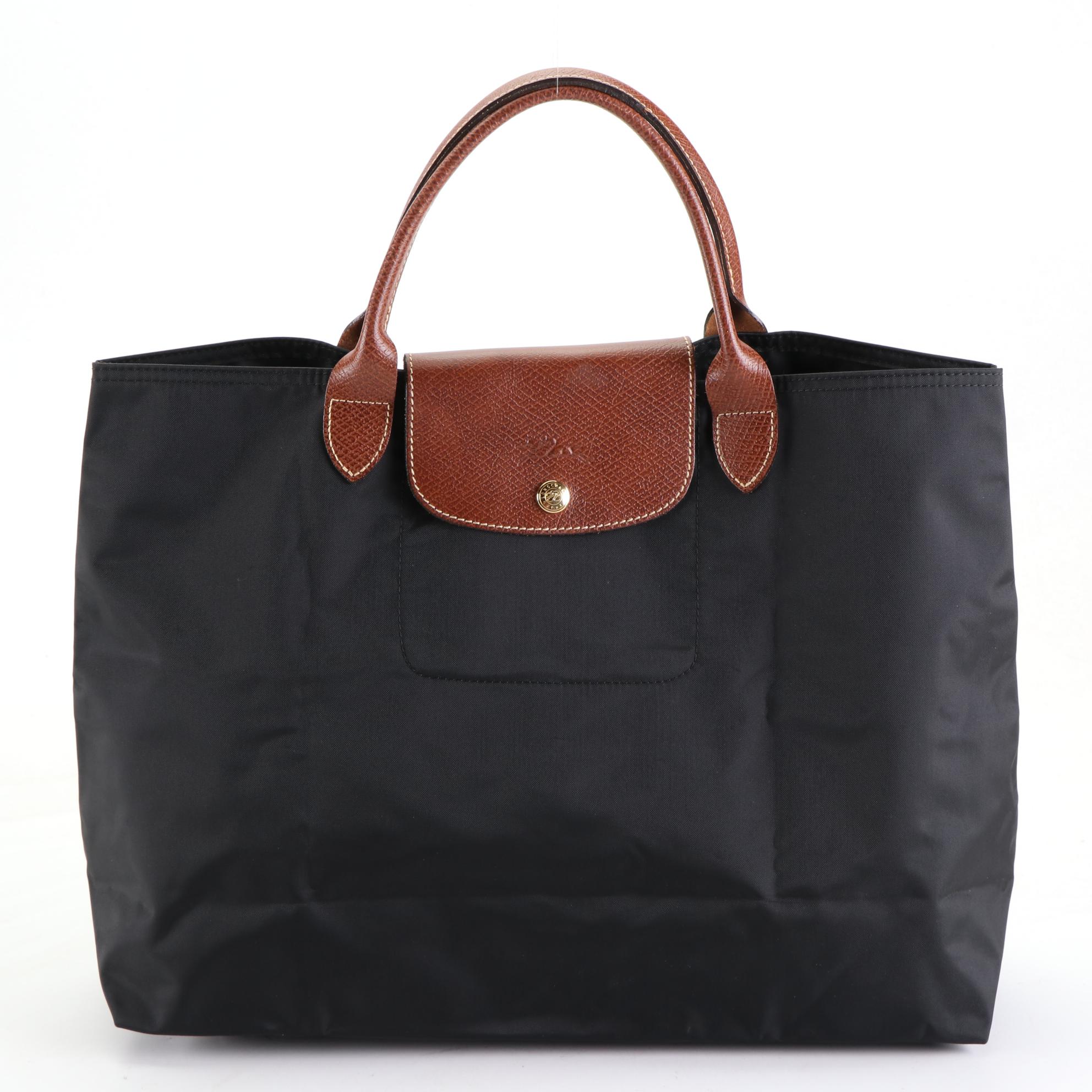 Longchamp Le Pliage Foldable Tote in Nylon and Leather