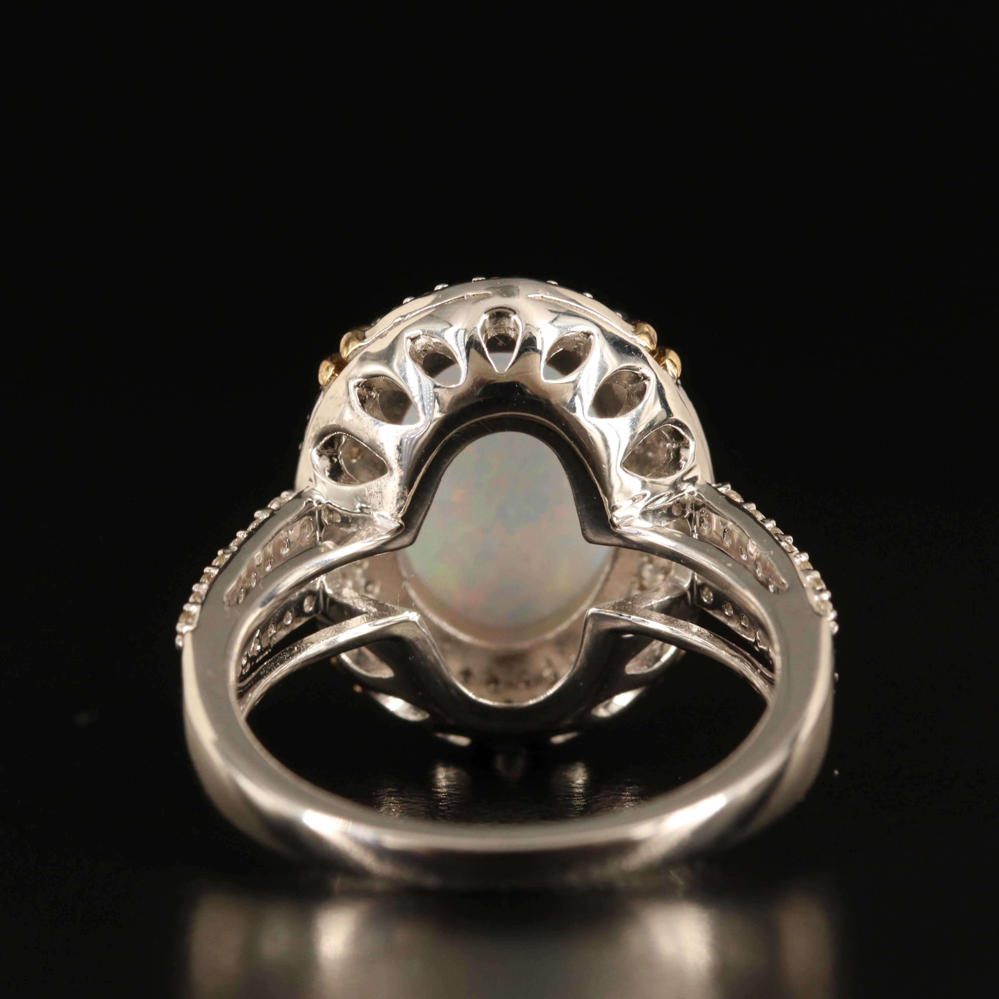 Sterling Opal and White Sapphire Ring