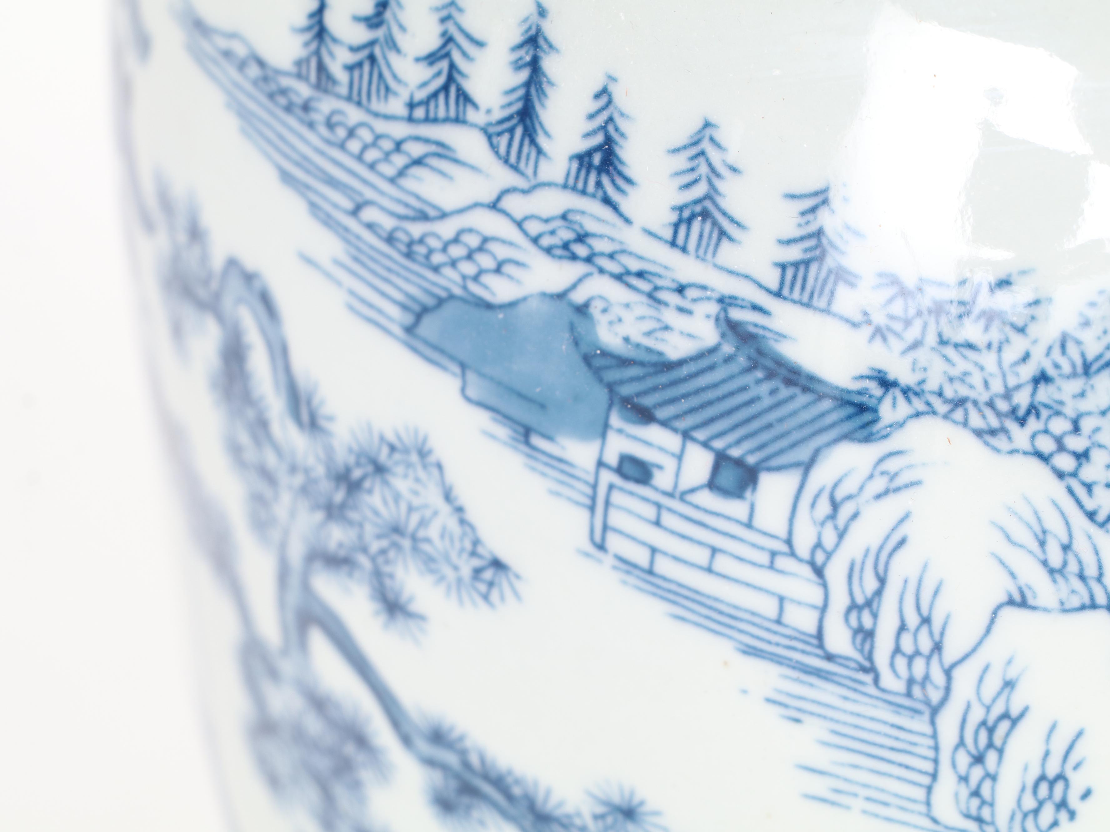 Frontgate Ming Style Blue and White Porcelain Table Lamps