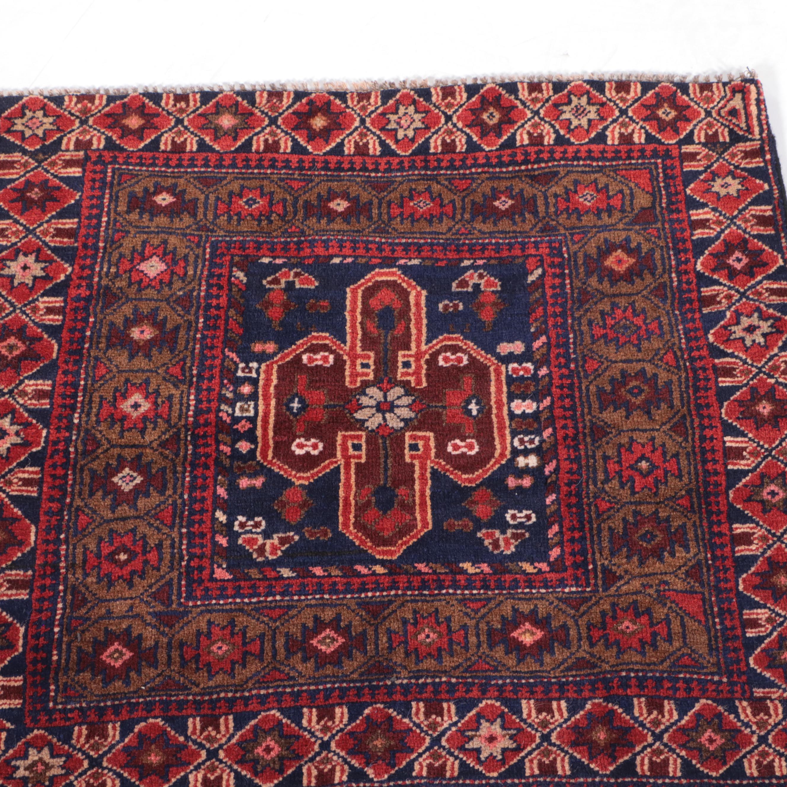 2' x 2'2 Hand-Knotted Afghan Baluch Accent Rug