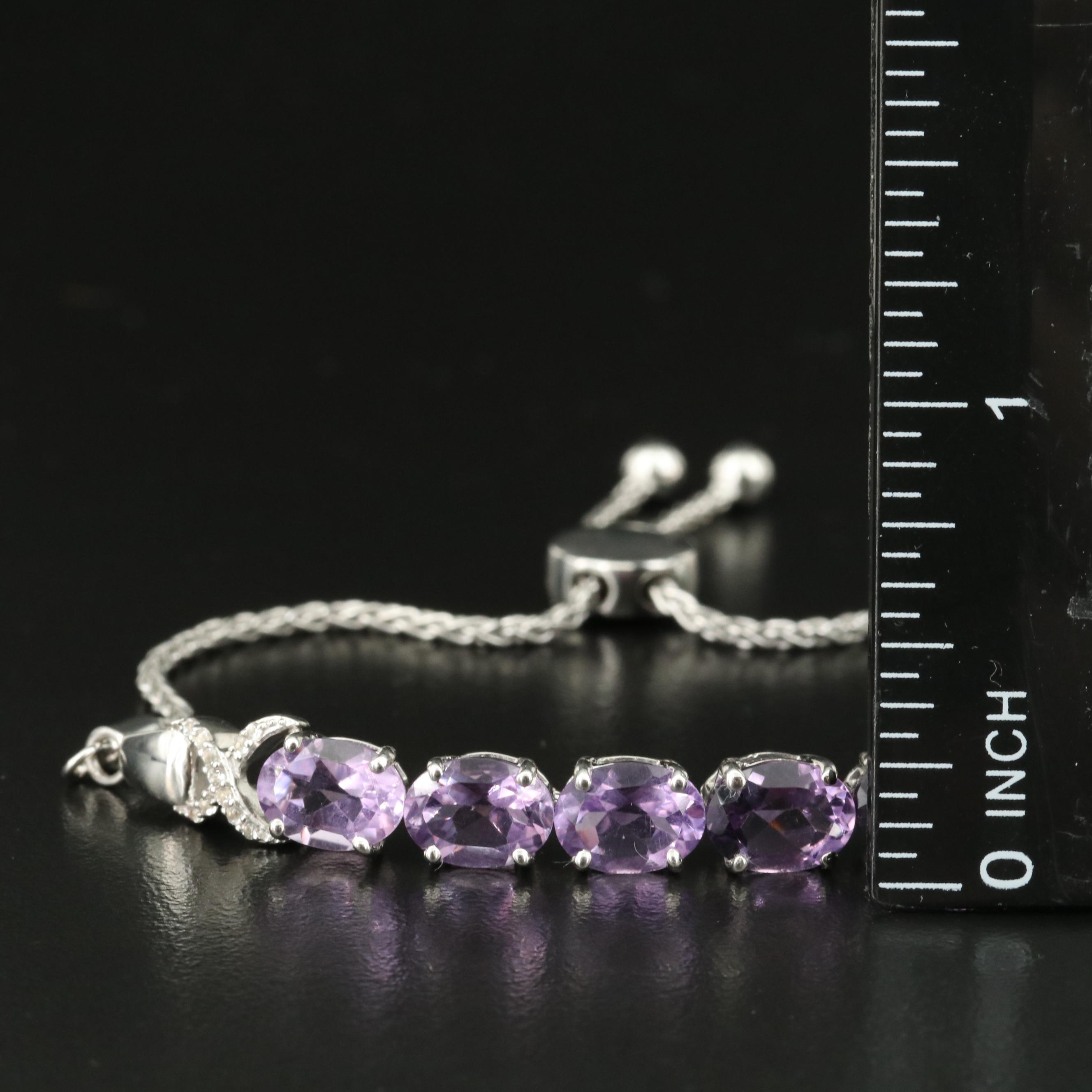 Sterling Amethyst and Topaz Bolo Bracelet