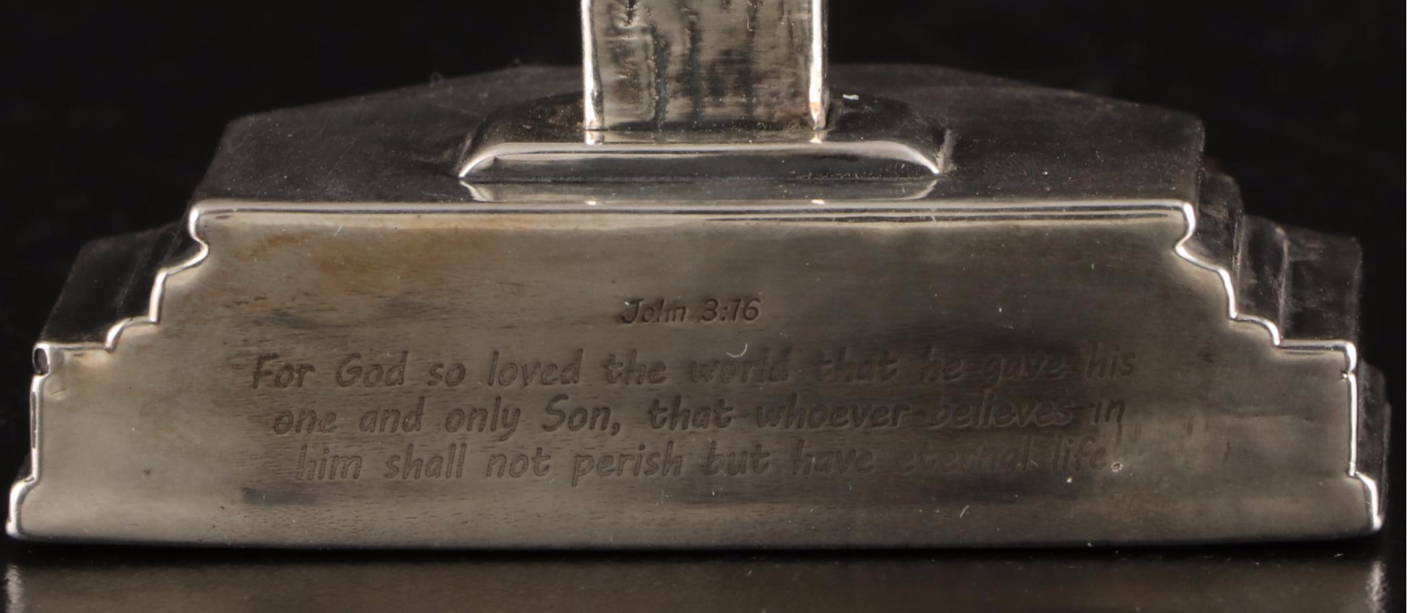 Sterling Silver John 3:16 Table Top Crucifix