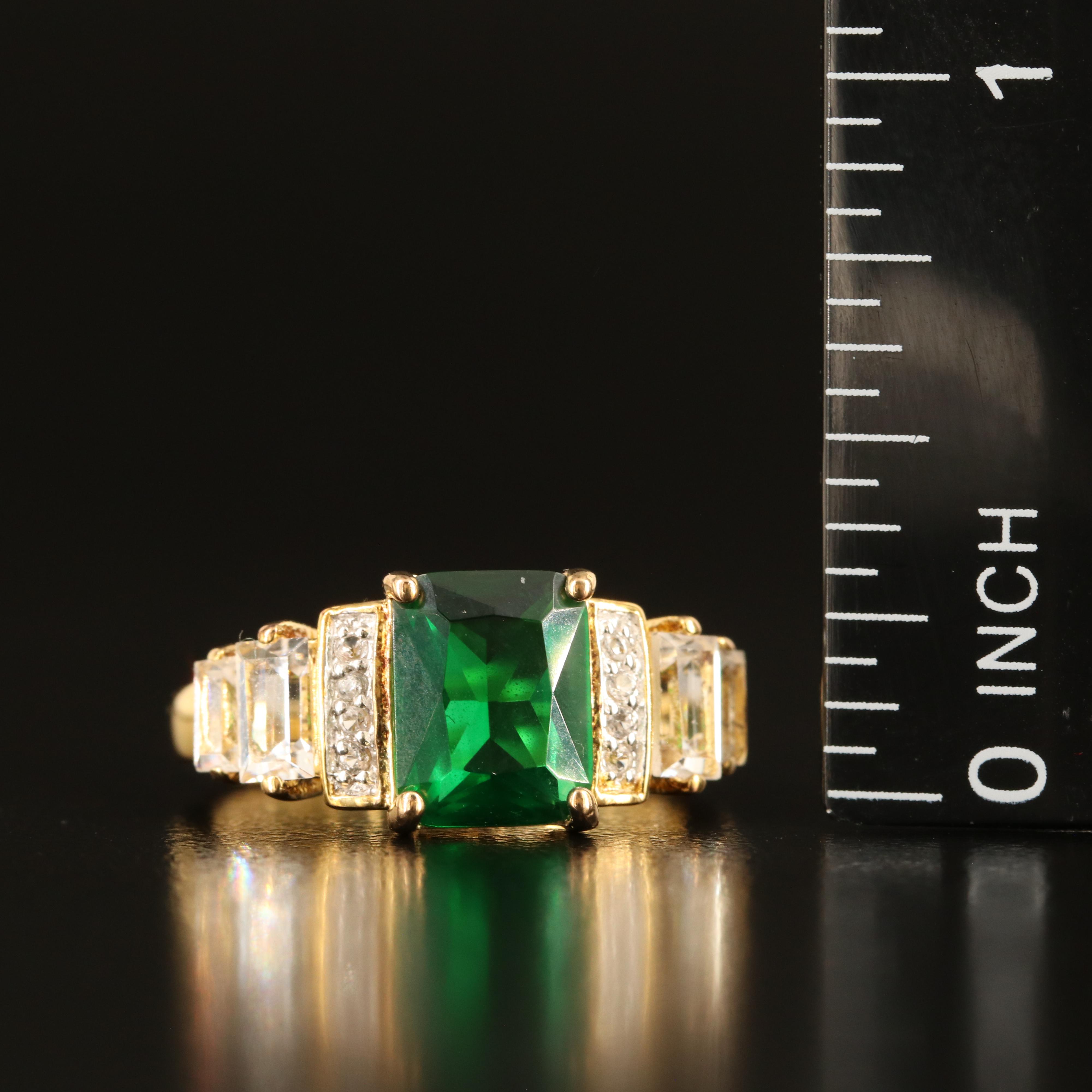 Sterling Glass and White Sapphire Ring