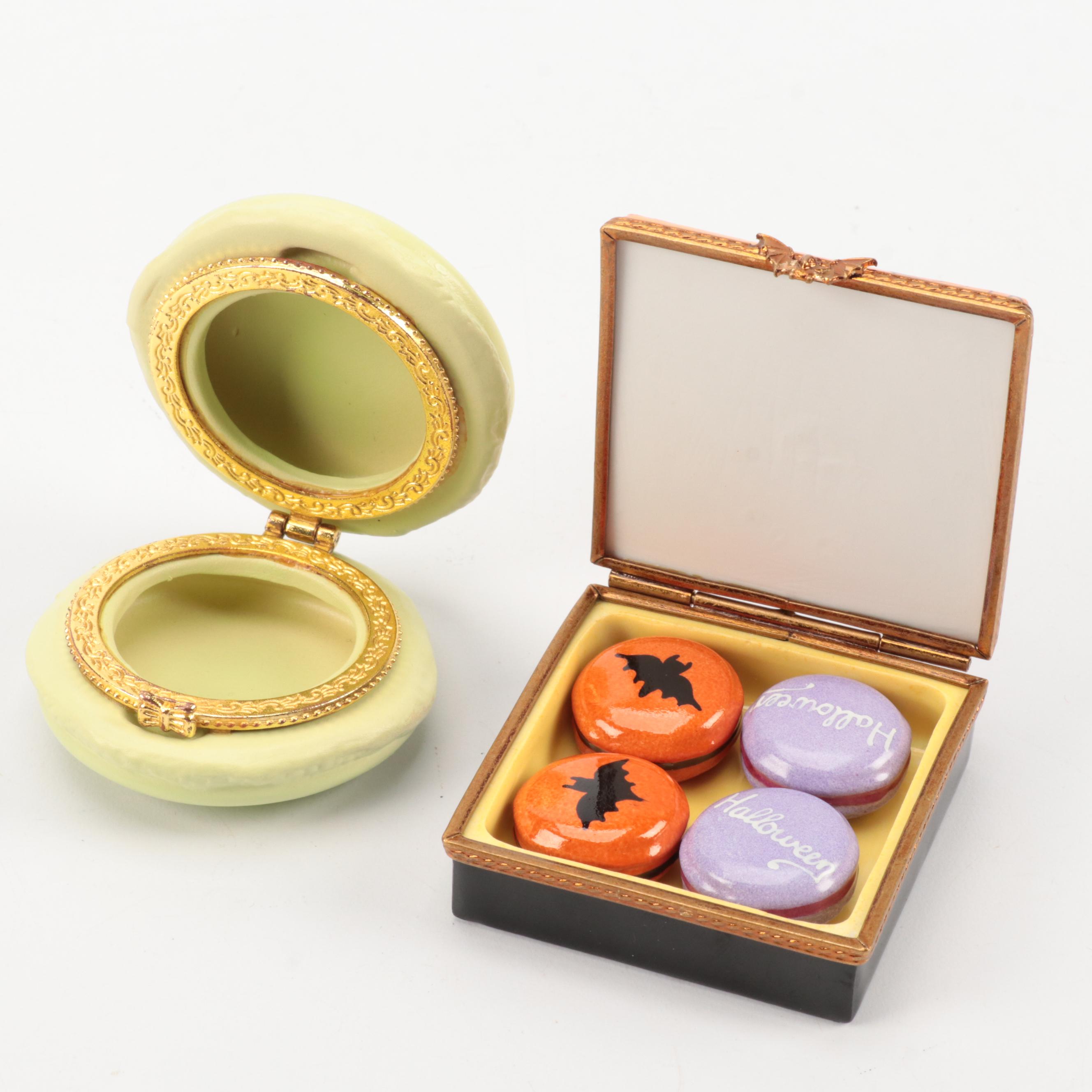 Chinese Cloisonné Frog with Limoges and Other Boxes and Figurines