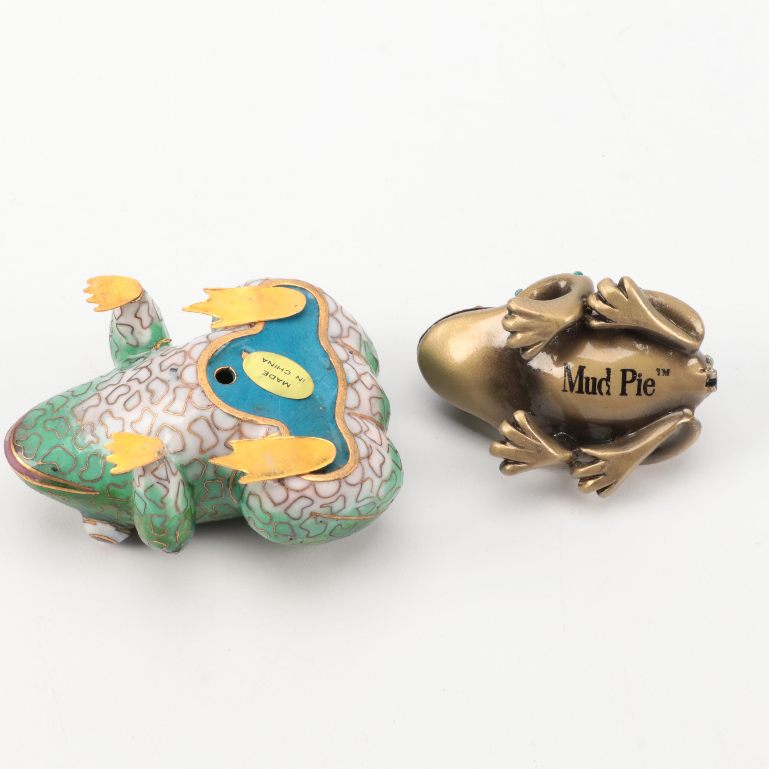 Chinese Cloisonné Frog with Limoges and Other Boxes and Figurines