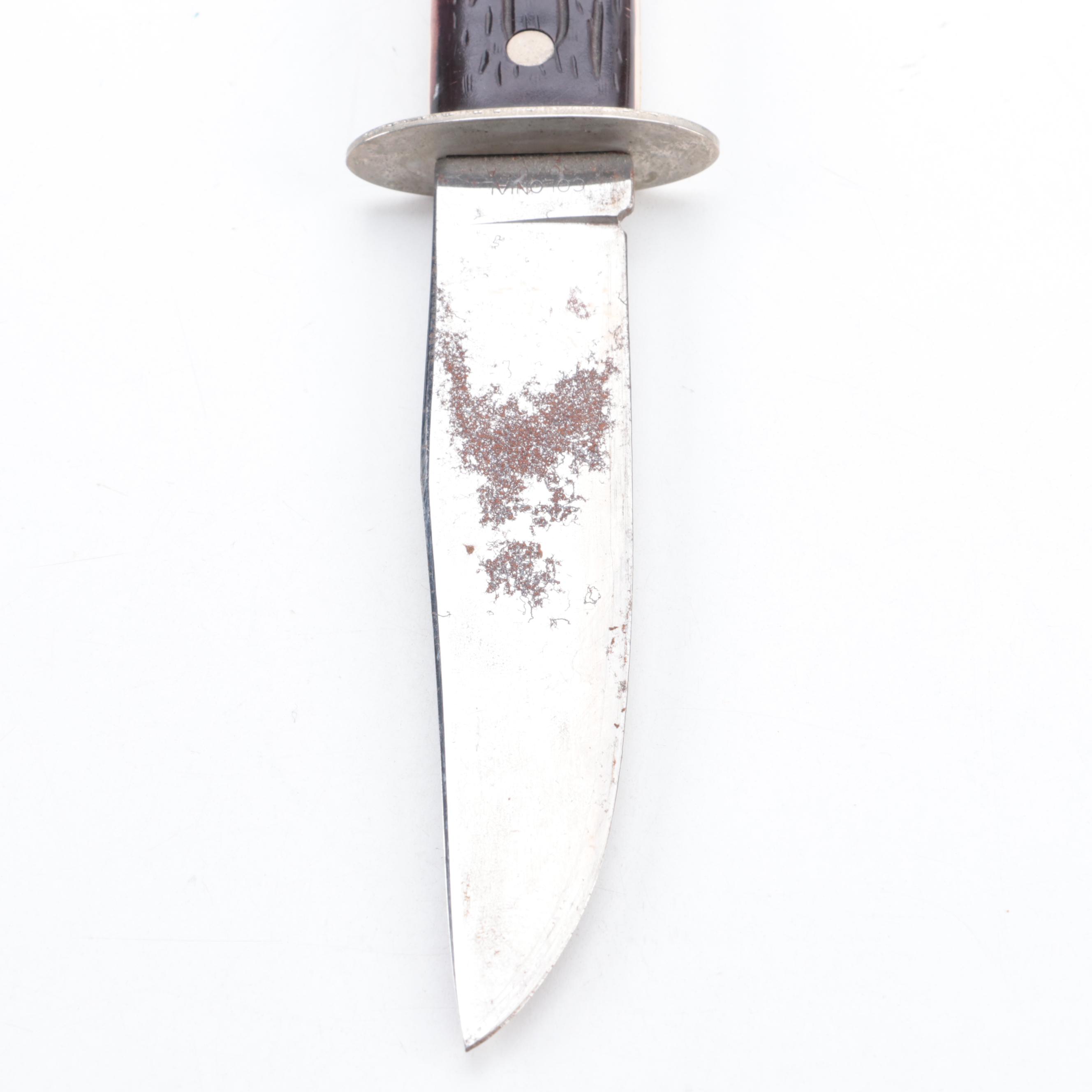 Boy Scouts of America and Colonial Fixed Blade Knives with Leather Scabbards