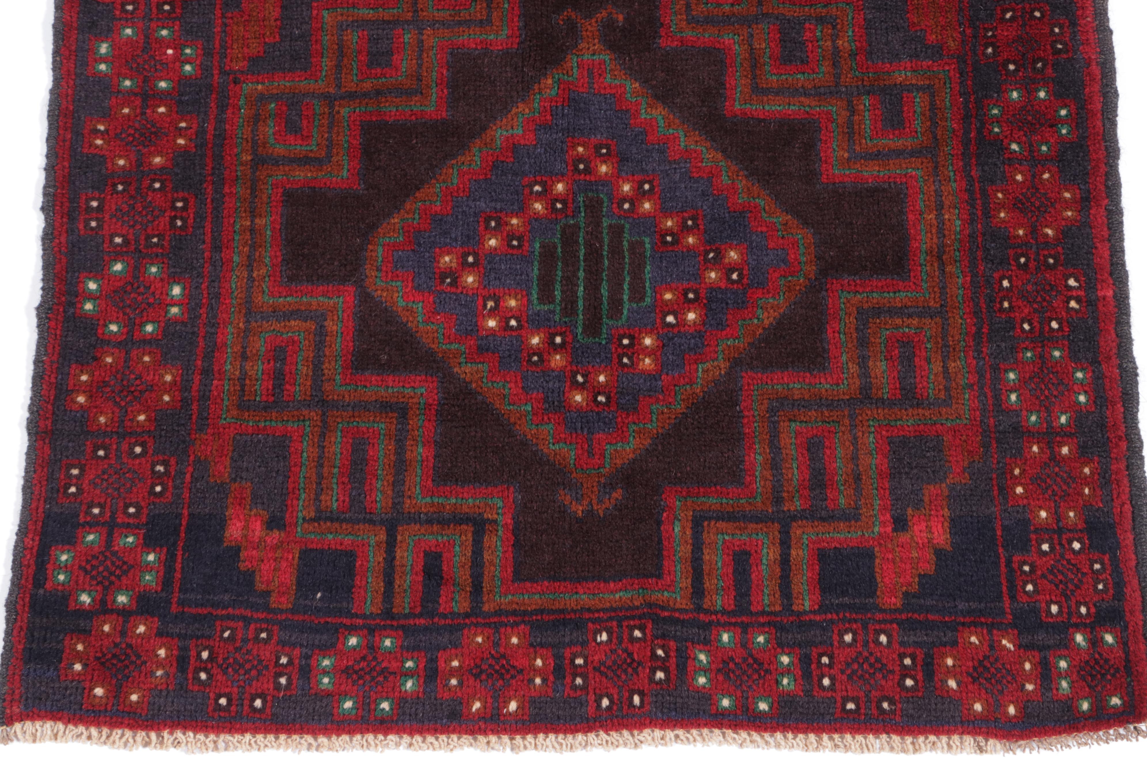 2'9 x 4'5 Hand-Knotted Afghan Teimani Accent Rug