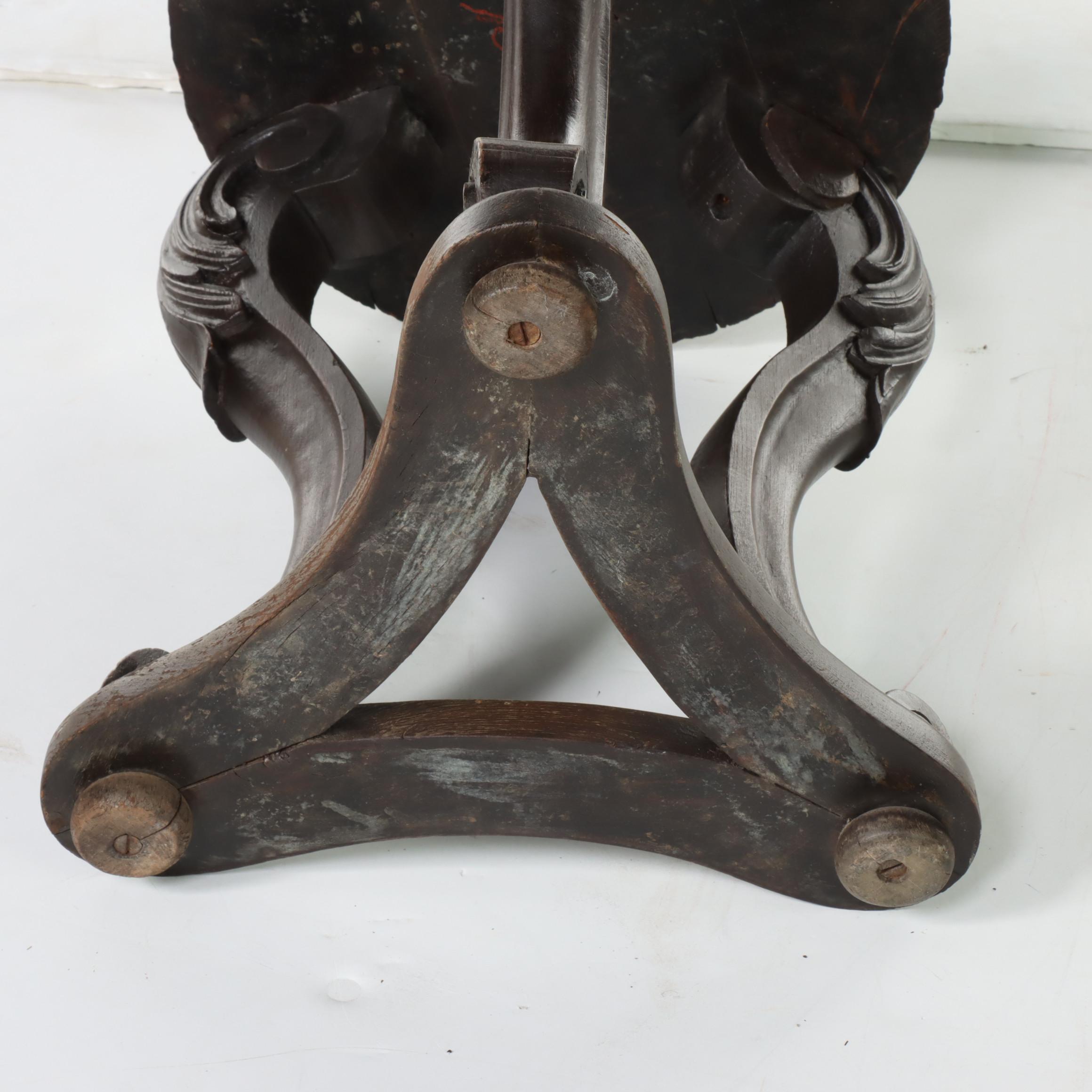 Baroque Style Marble Top Carved Wooden Side Table