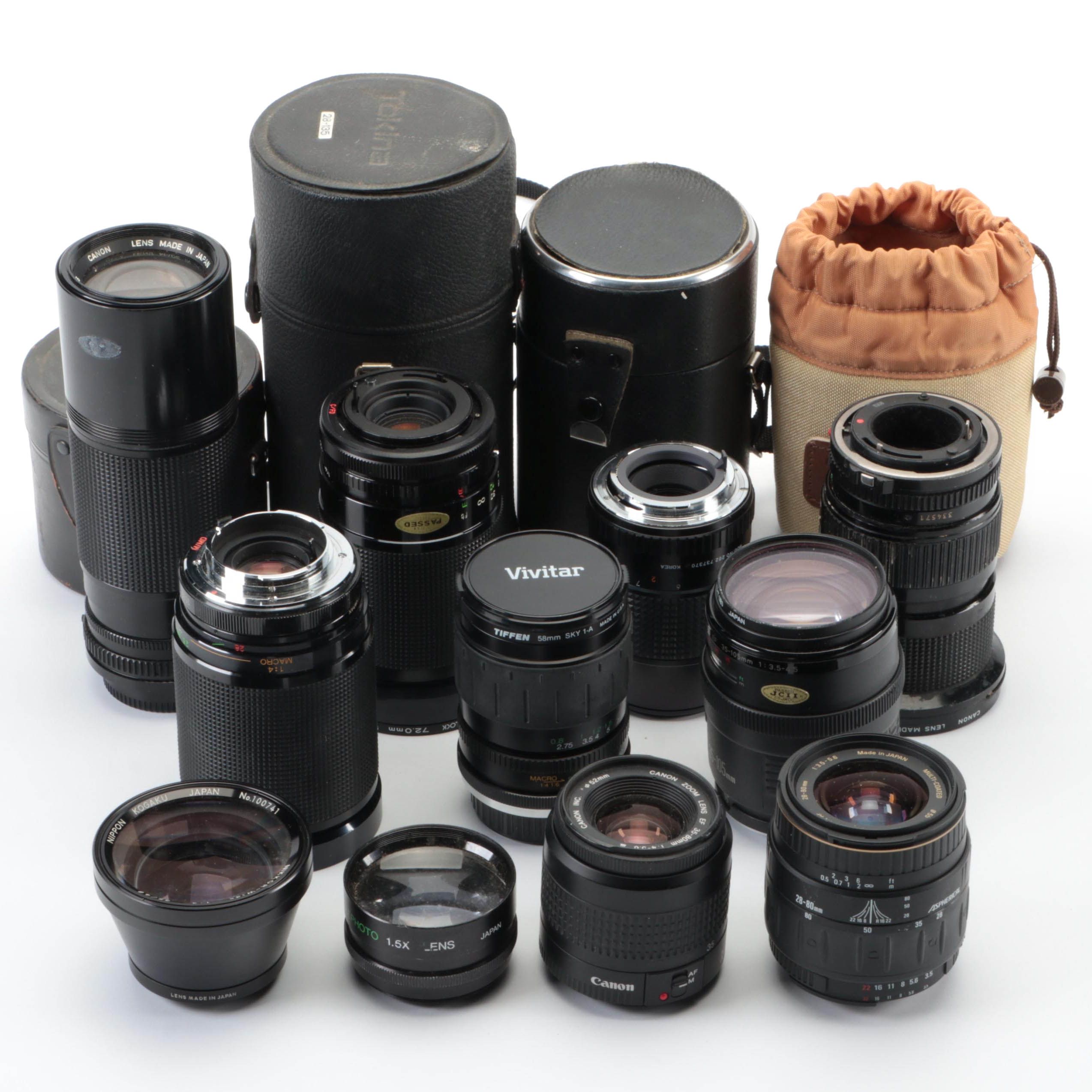 Canon, Vivitar,  Tokina, Nikkor and More Camera Lenses