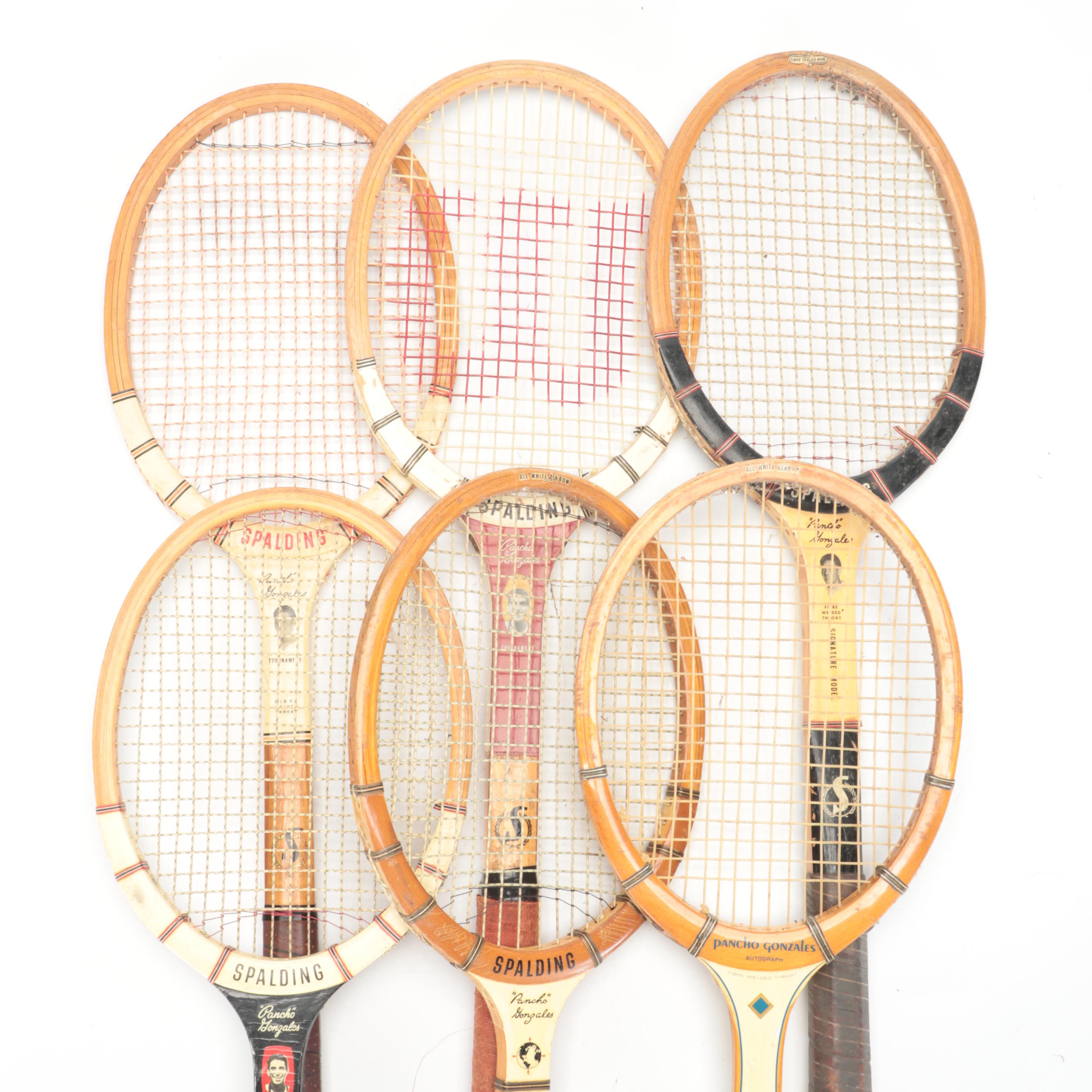 Spalding Pancho Gonzales Wood Tennis Rackets and Wood Case Frames