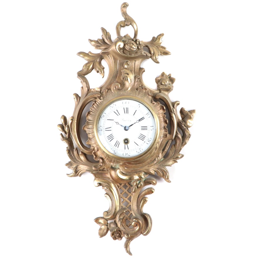 Bunéy French Louis XV Style Gilt Brass Cartel Clock, 20th Century