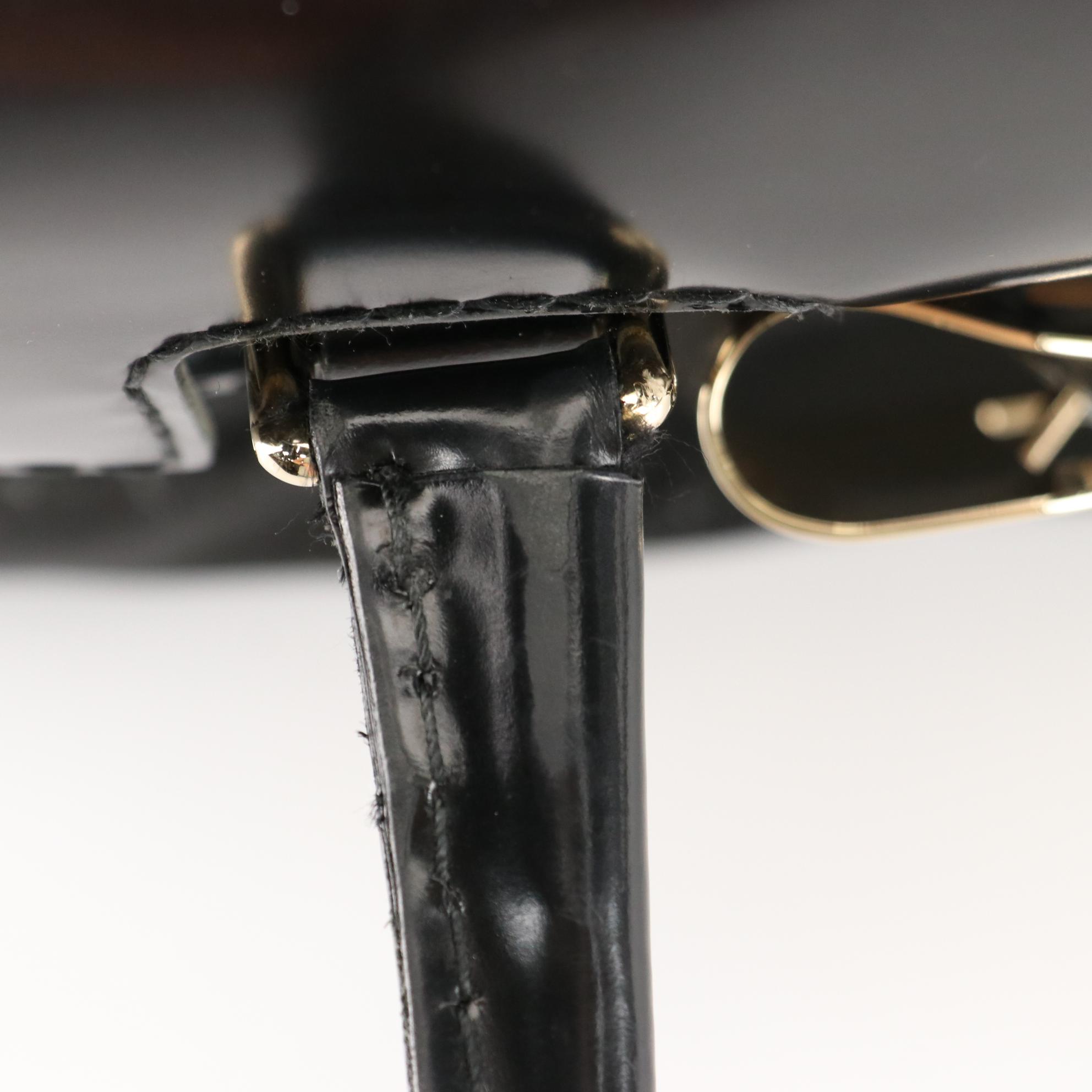 Gucci Queen Large Bow Buckle Satchel in Black Leather