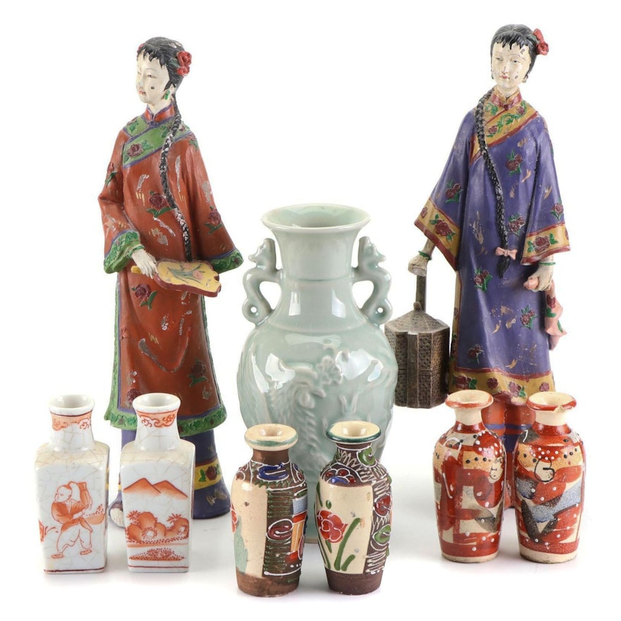 Chinese and Japanese Porcelain and Ceramic Figurines and Miniature Vases