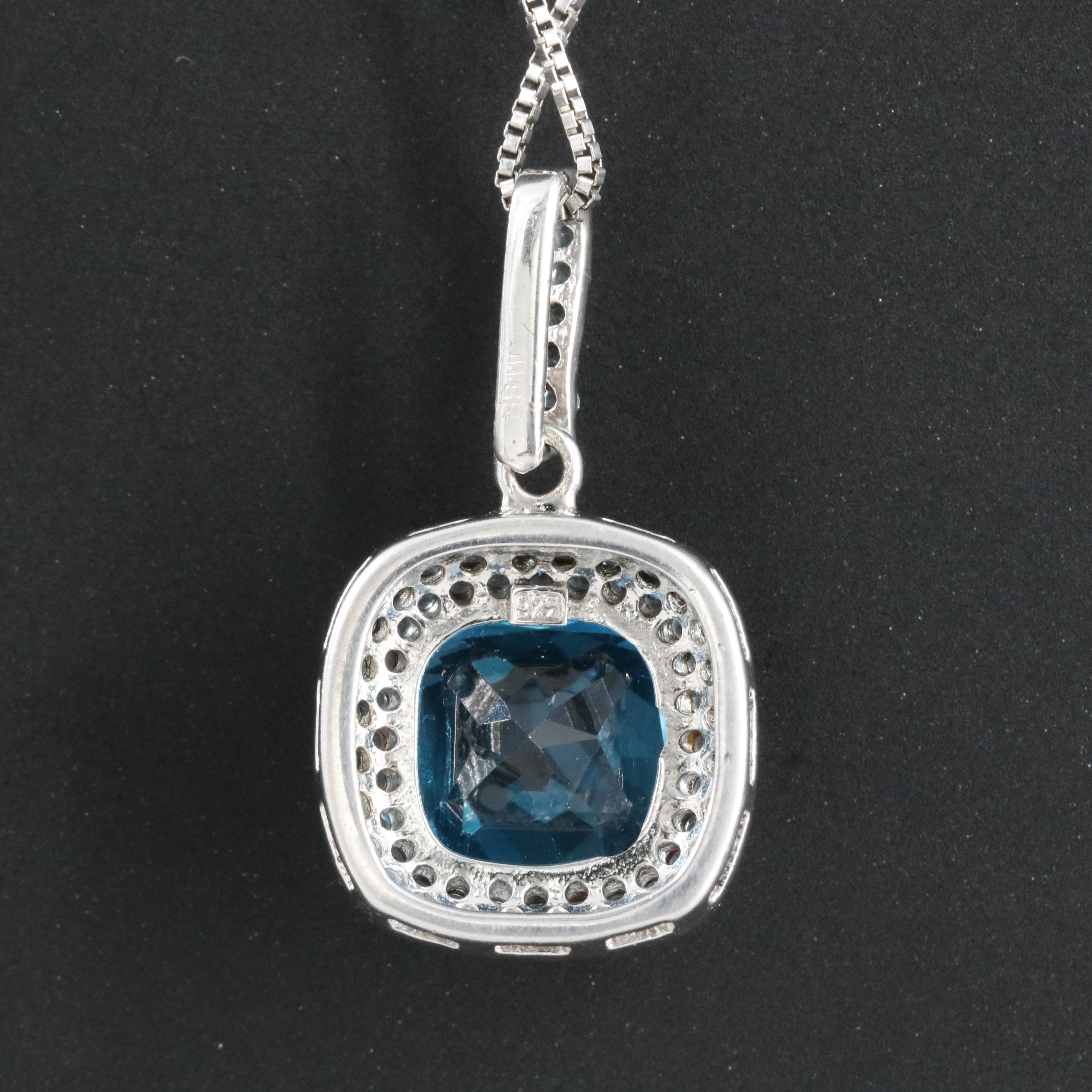 Sterling Swiss Blue Topaz and Sky Blue Topaz Pendant Necklace