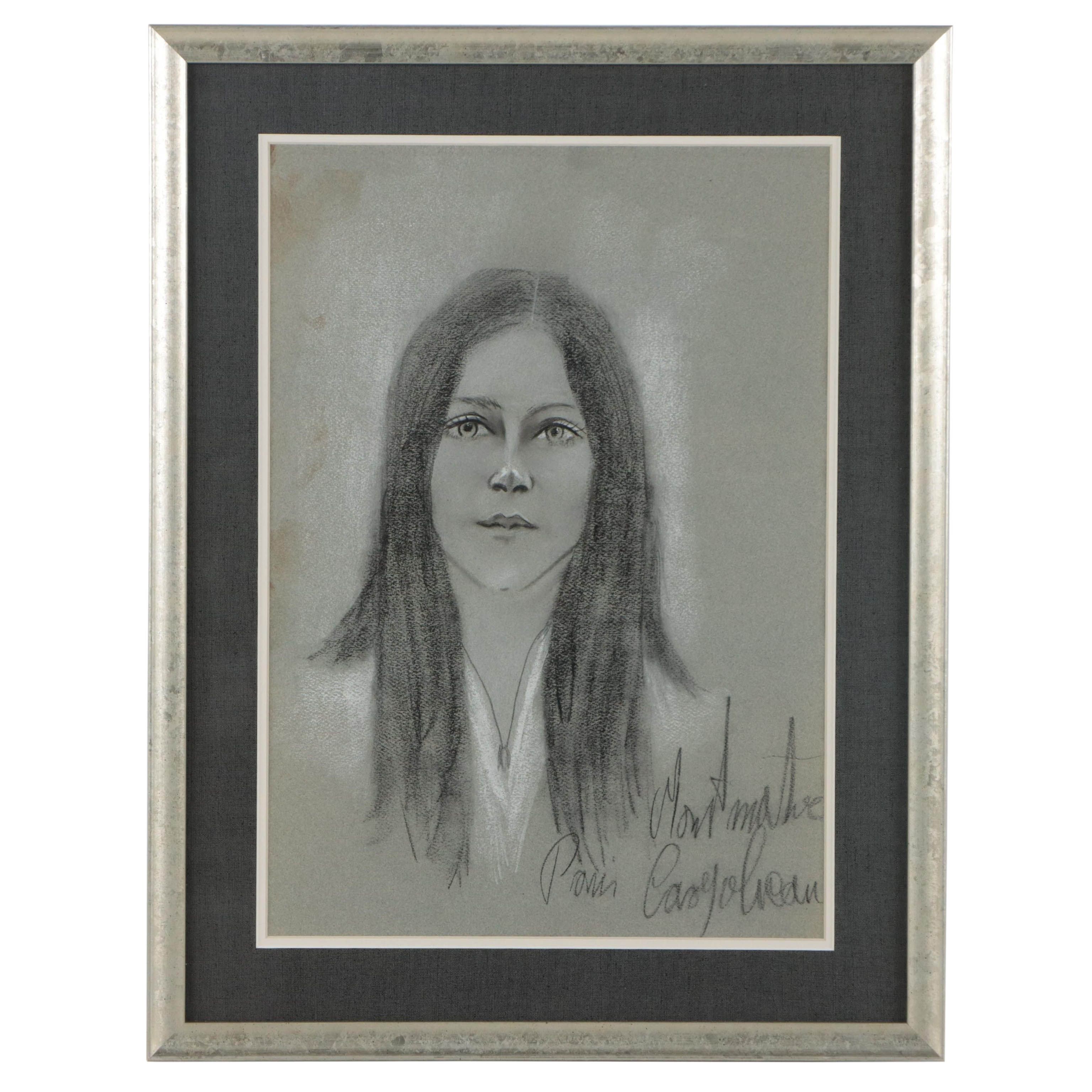 Charcoal and Conté Portrait Drawing of Young Woman