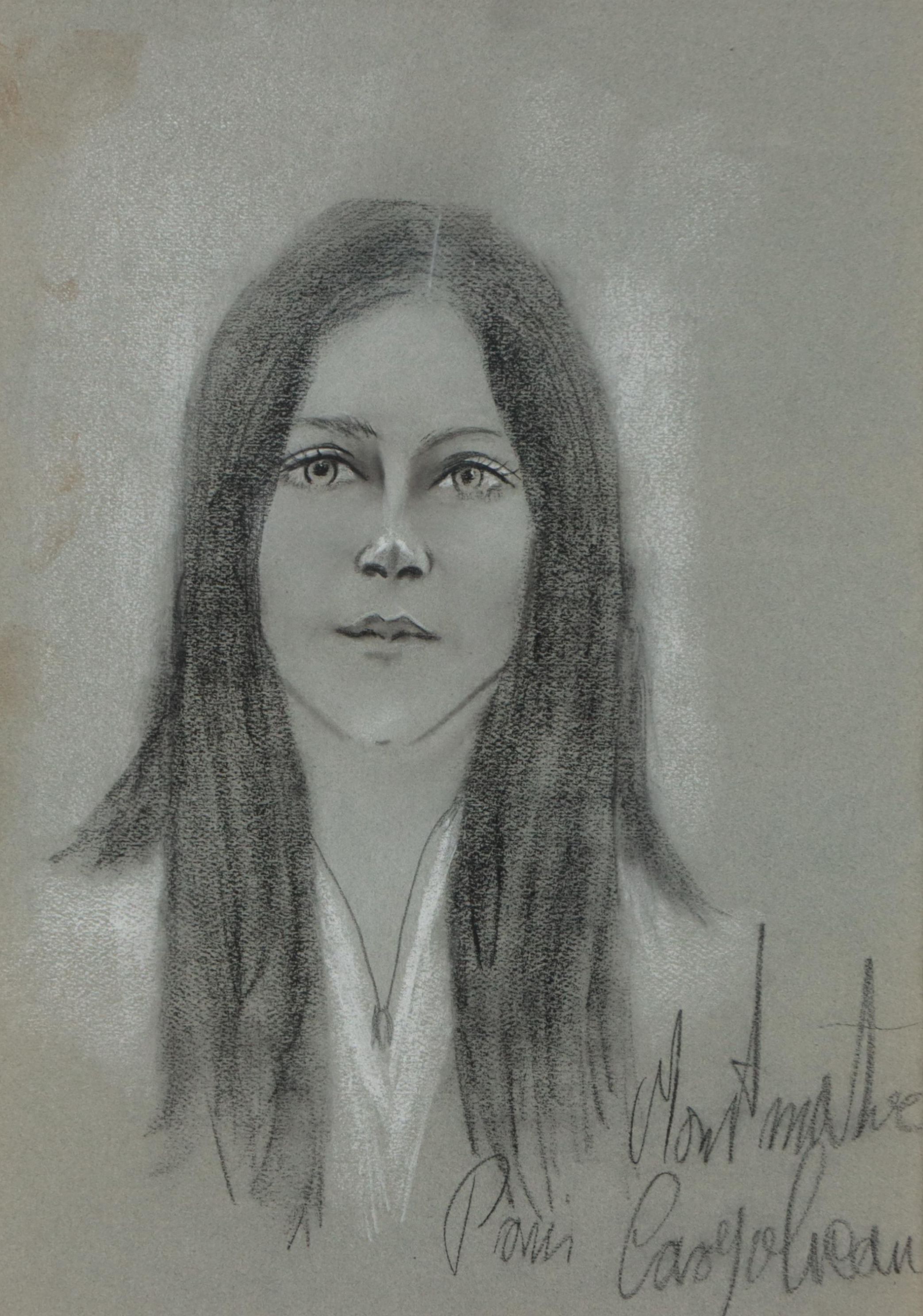 Charcoal and Conté Portrait Drawing of Young Woman