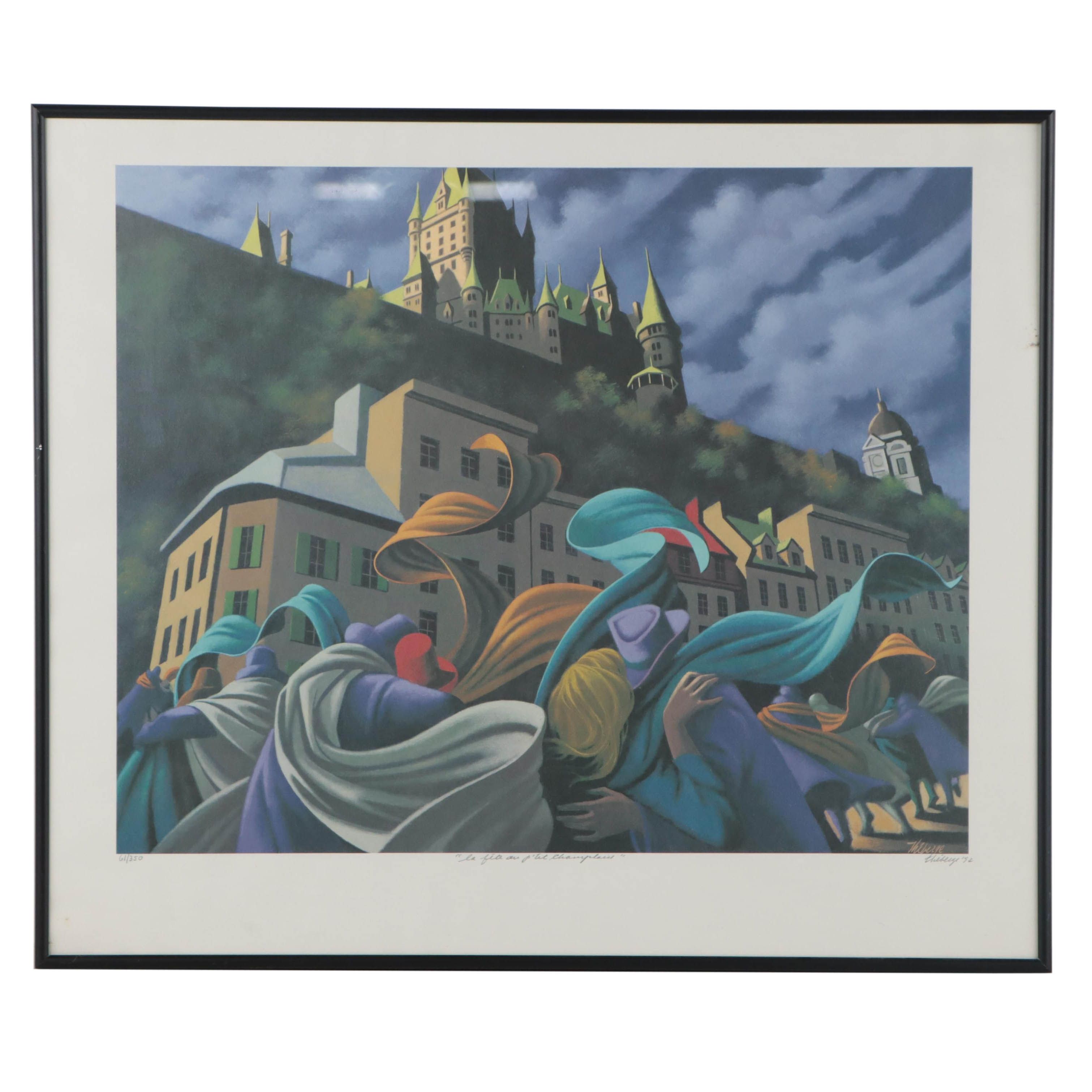 Claude Théberge Offset Lithograph "La Fête au p'tit Champlaise"