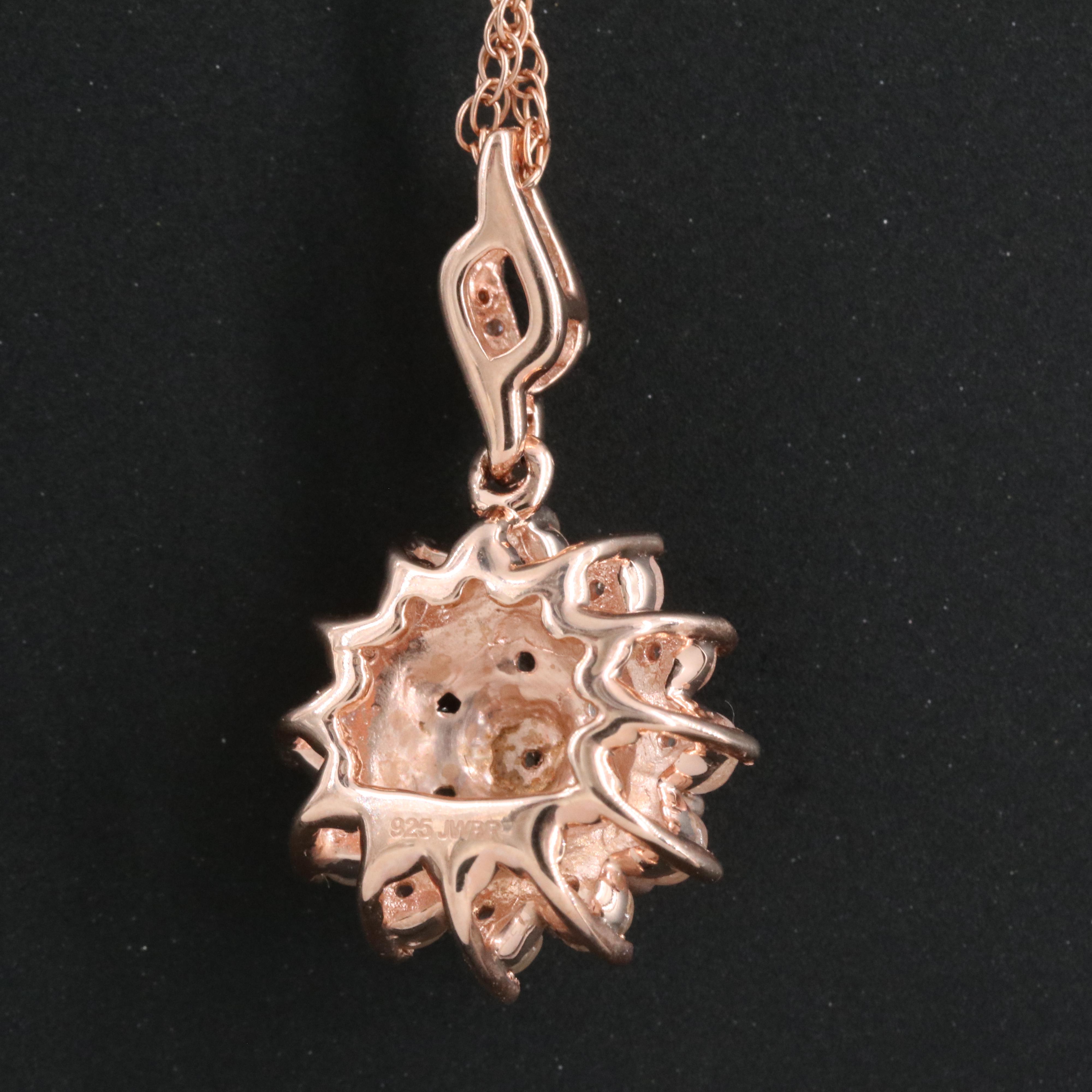 Sterling Morganite and Diamond Pendant Necklace