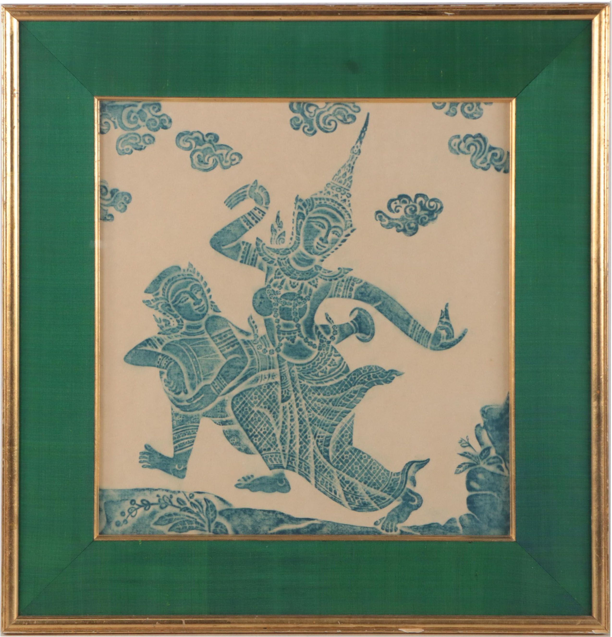 Thai Temple Rubbings of Deities and Elephants