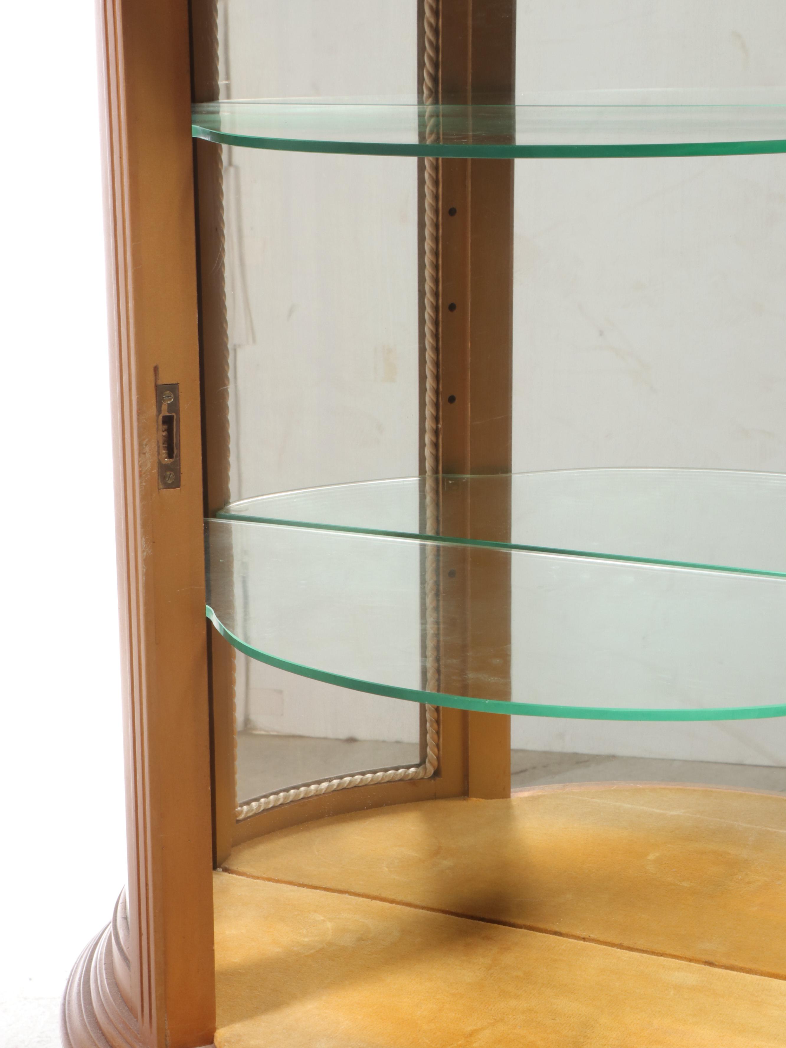 Rococo Style Gold-Painted Wooden Vitrine Cabinet, Mid-20th Century