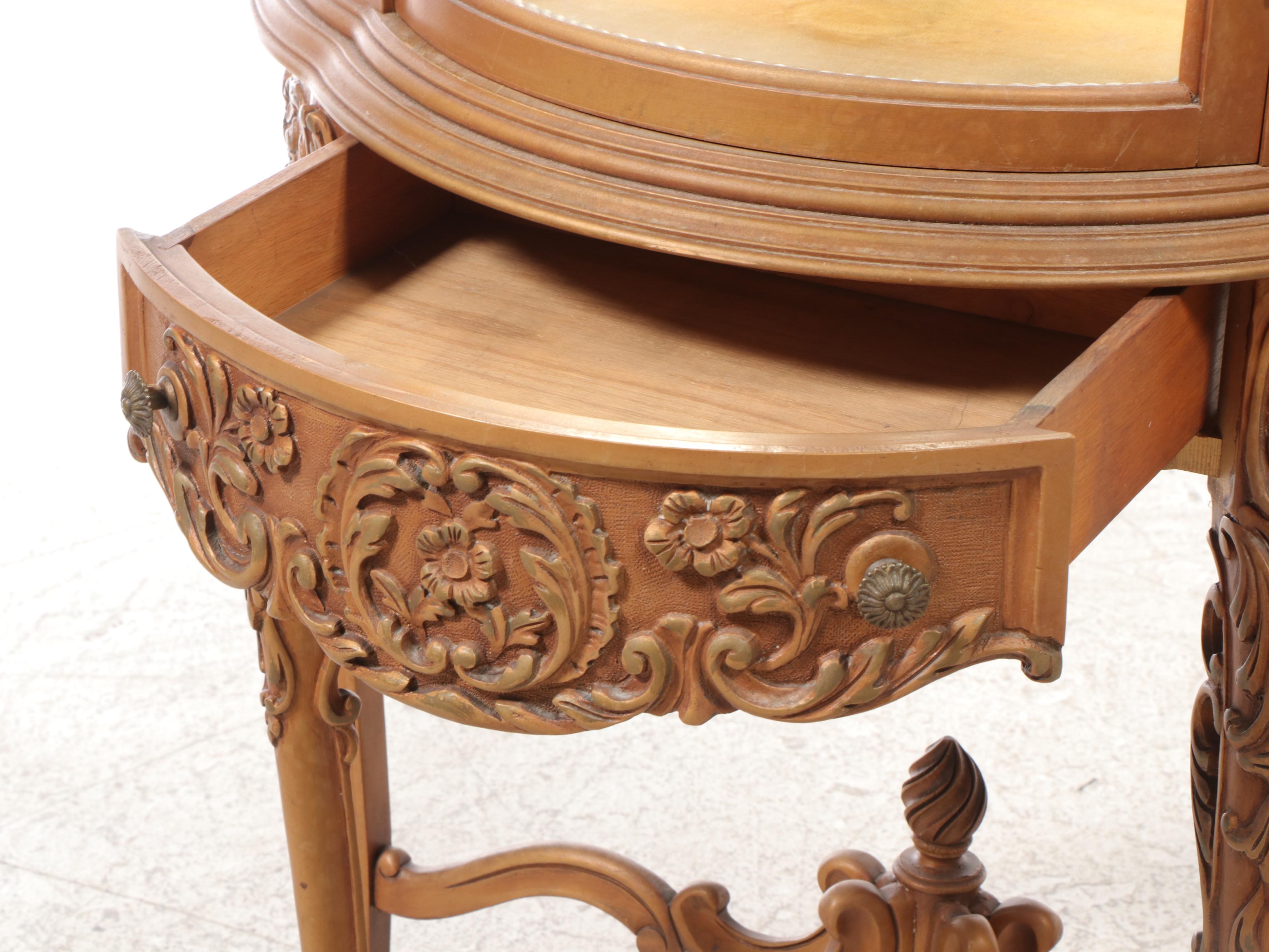 Rococo Style Gold-Painted Wooden Vitrine Cabinet, Mid-20th Century