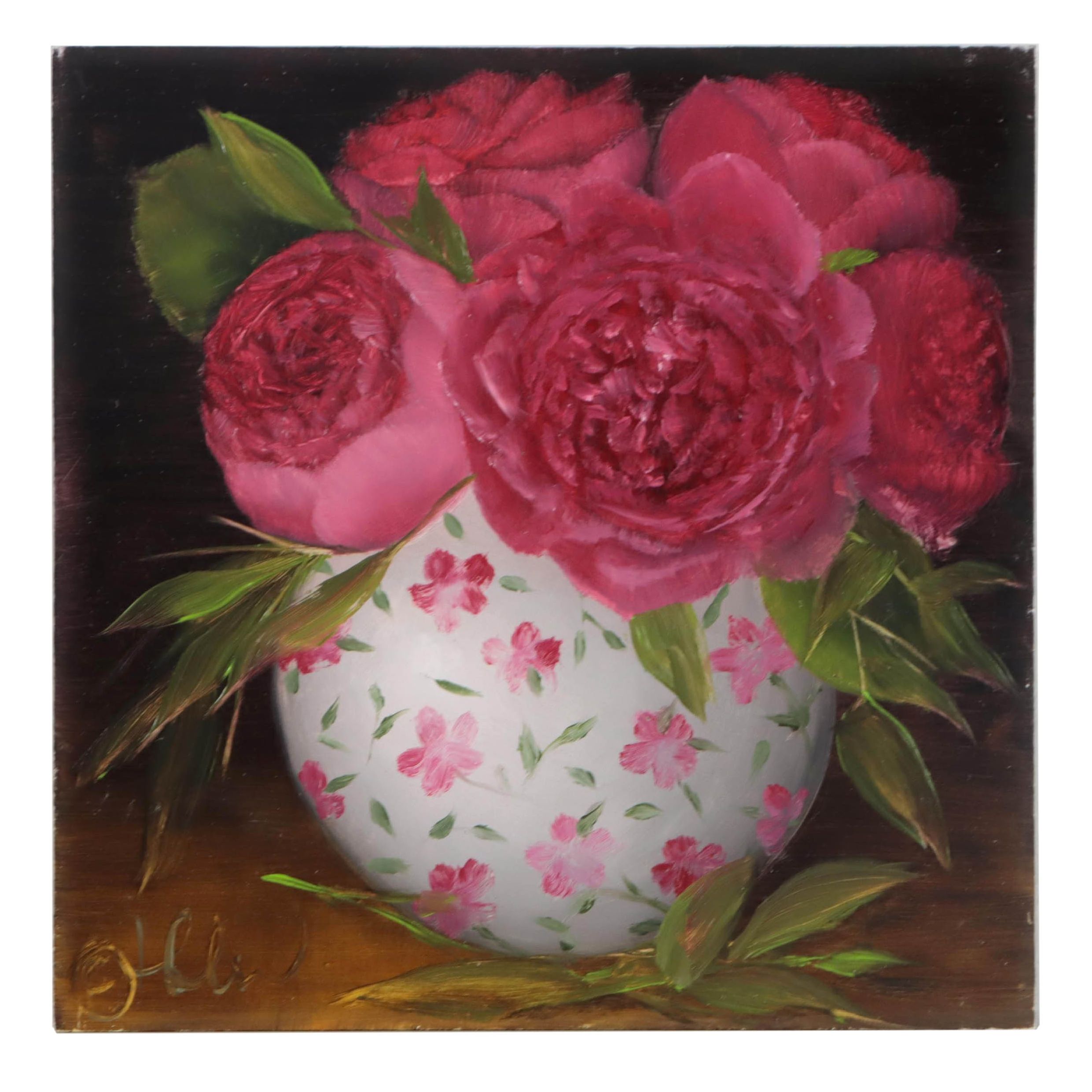 Thu-Thuy Tran Oil Painting "Roses and Spring," 2023