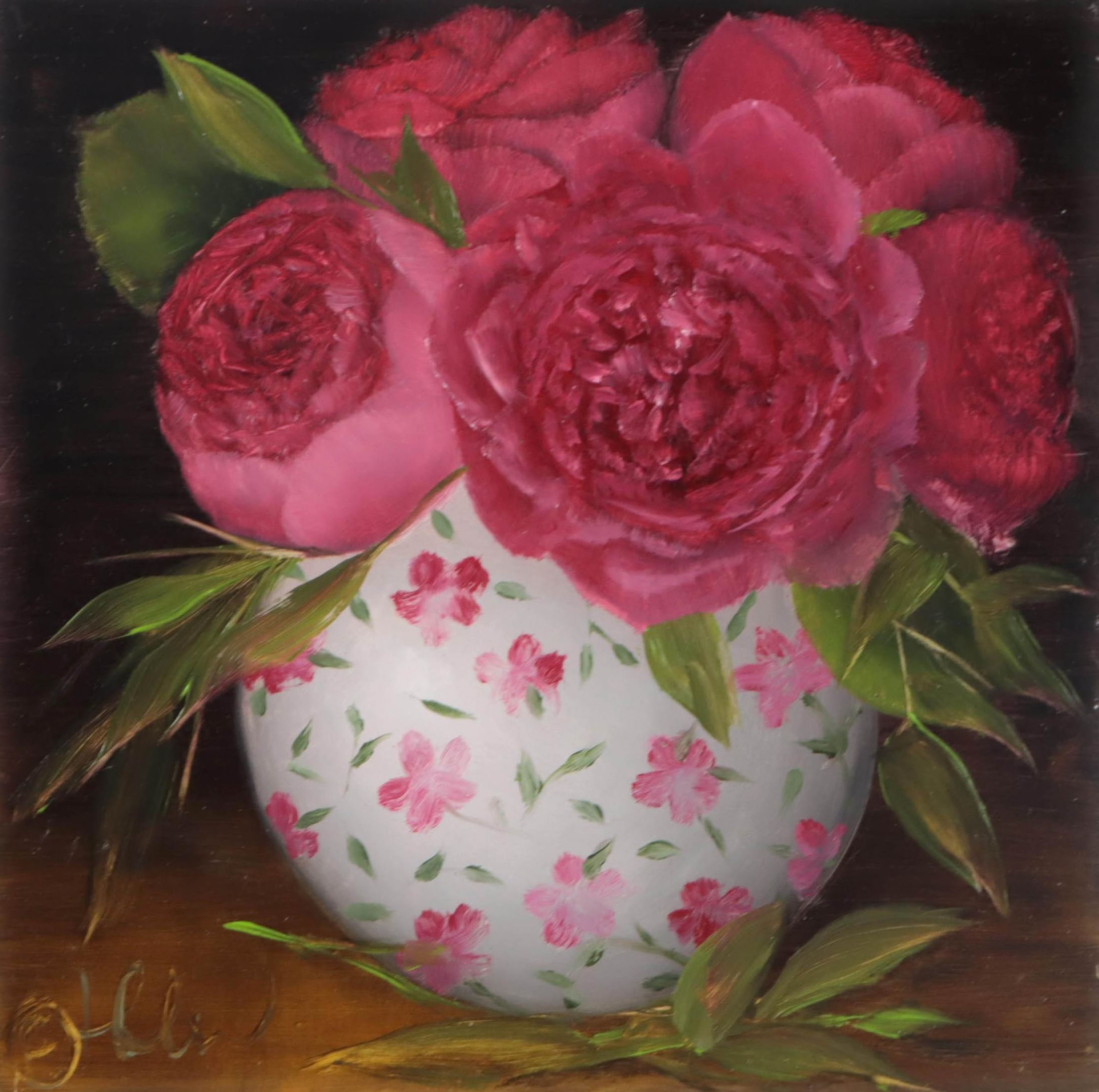 Thu-Thuy Tran Oil Painting "Roses and Spring," 2023