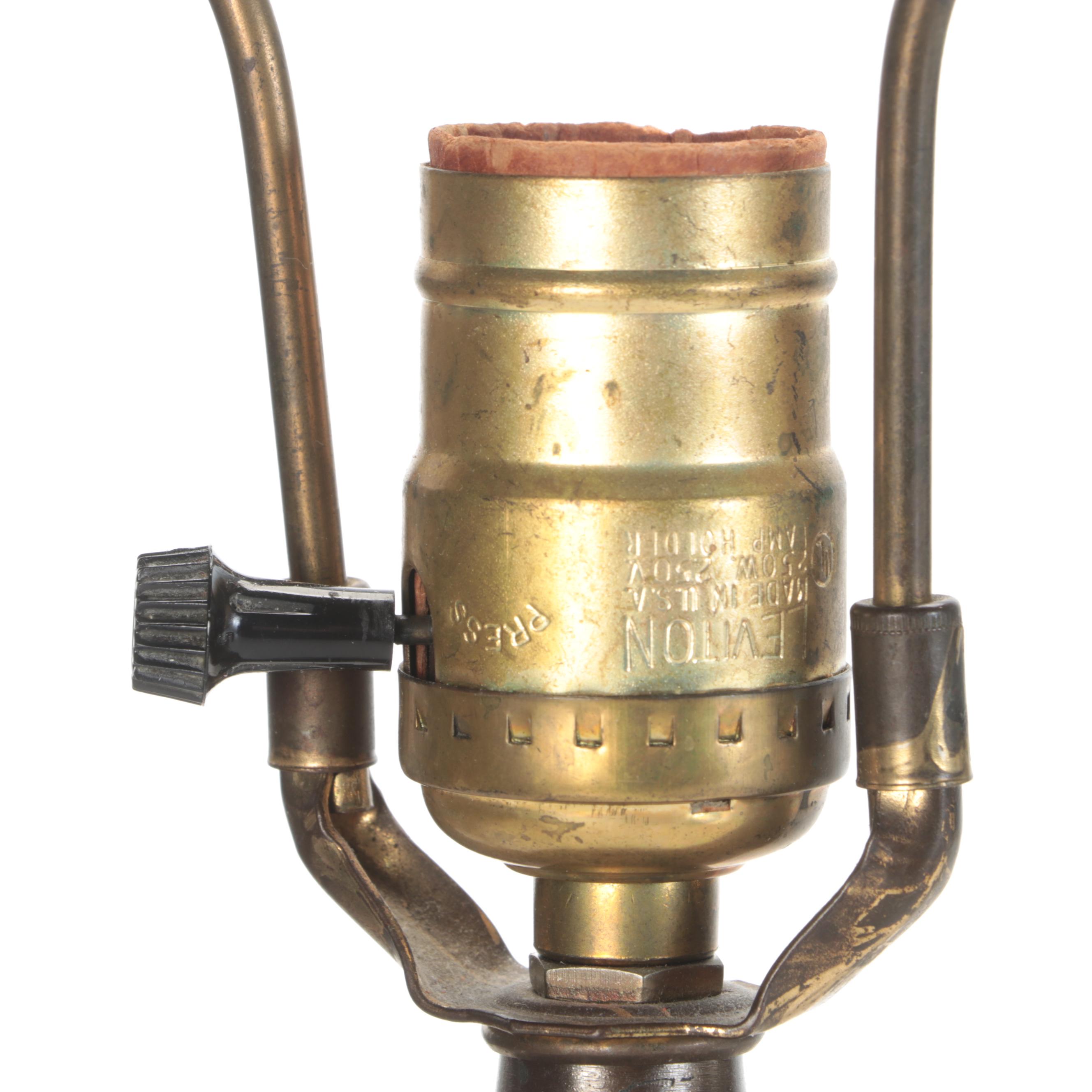 Cut Glass Urn Table Lamp with Brass Finish Metal Lamp