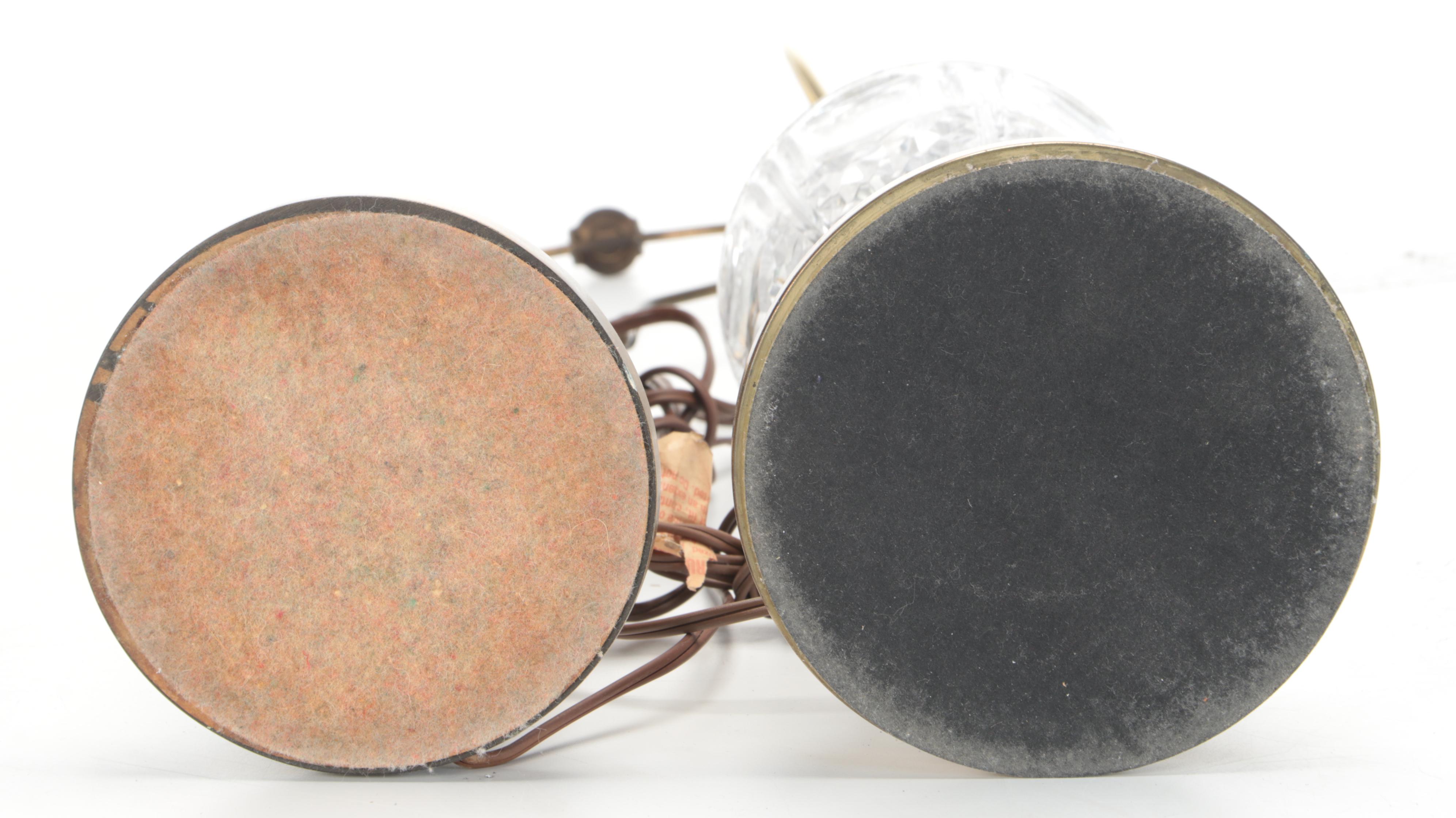 Cut Glass Urn Table Lamp with Brass Finish Metal Lamp