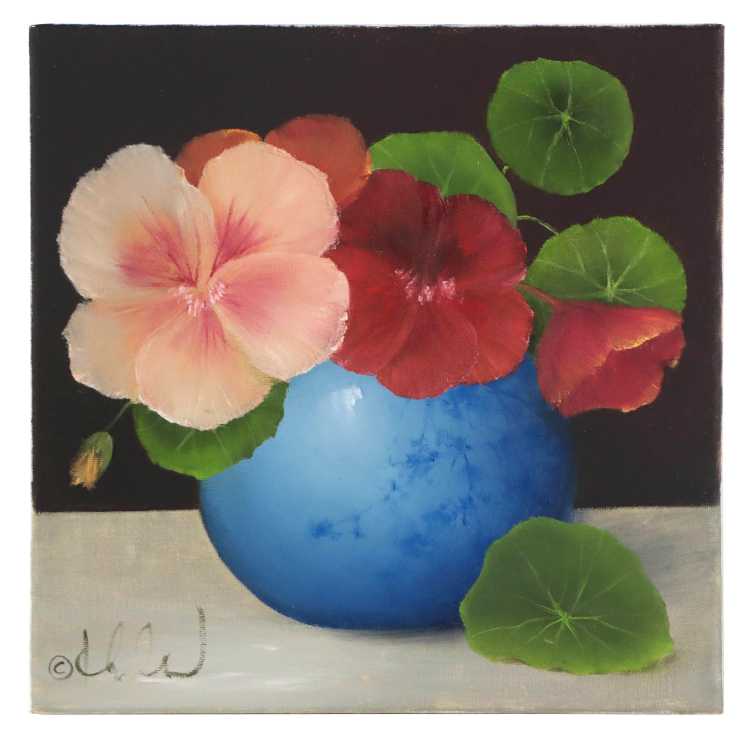 Thu-Thuy Tran Oil Painting "Nasturtiums," 2023
