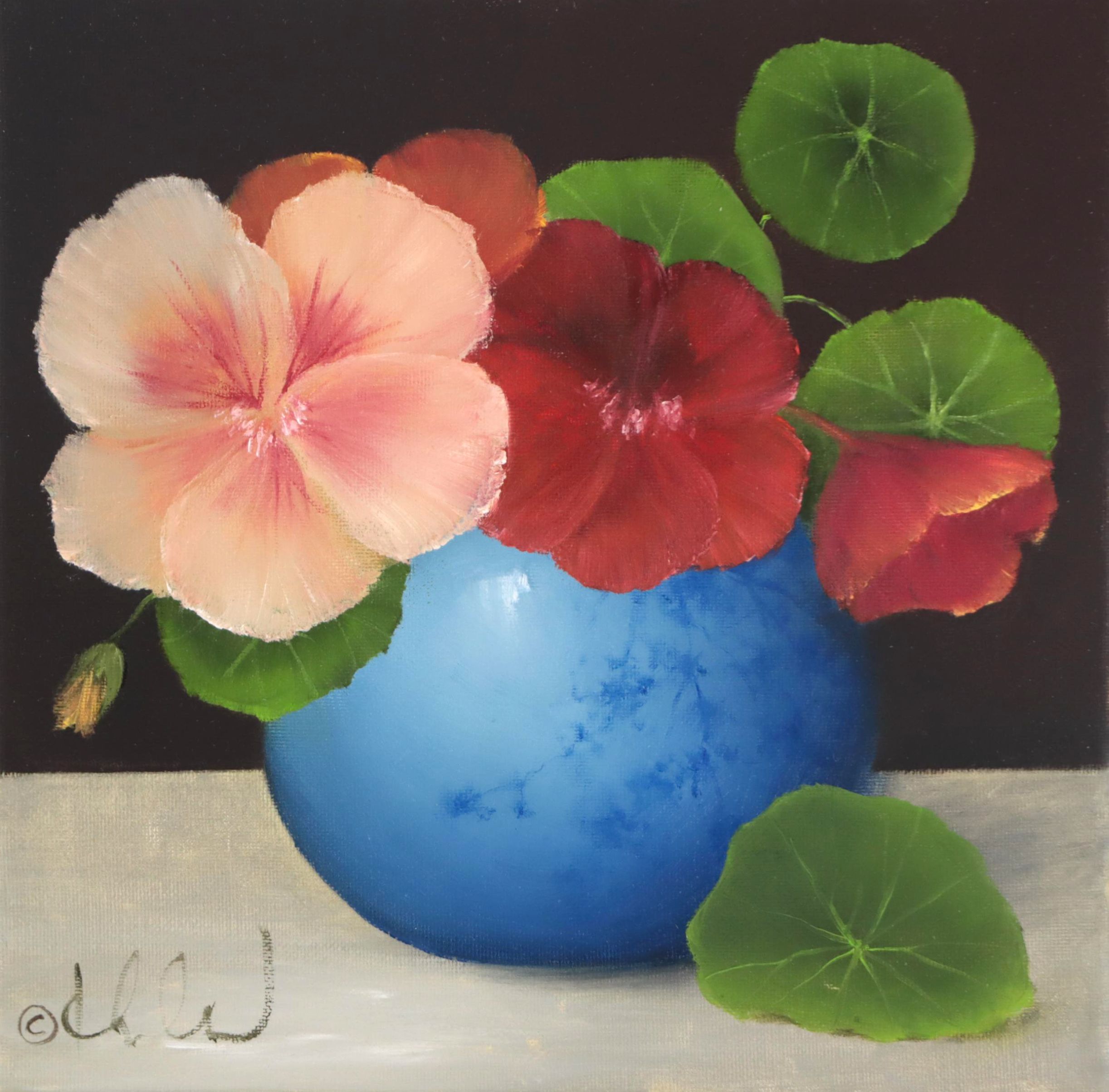 Thu-Thuy Tran Oil Painting "Nasturtiums," 2023