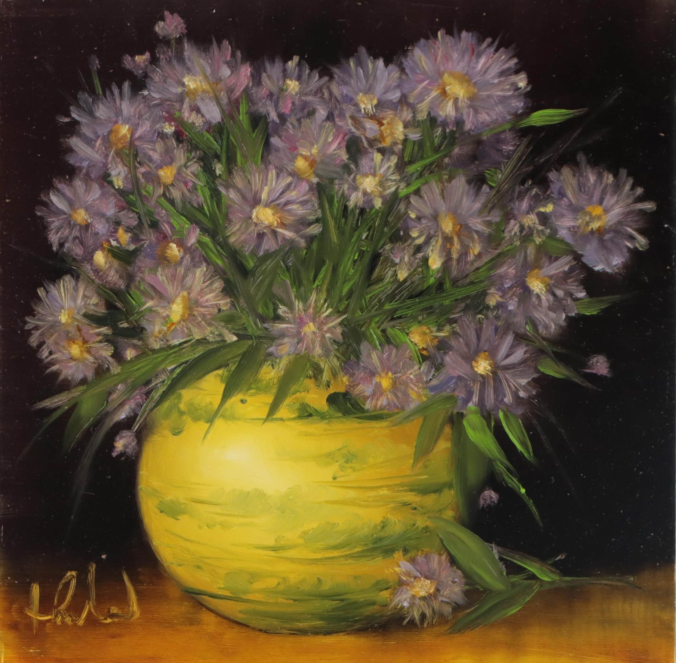 Thu-Thuy Tran Oil Painting "Violet Blooms," 2023